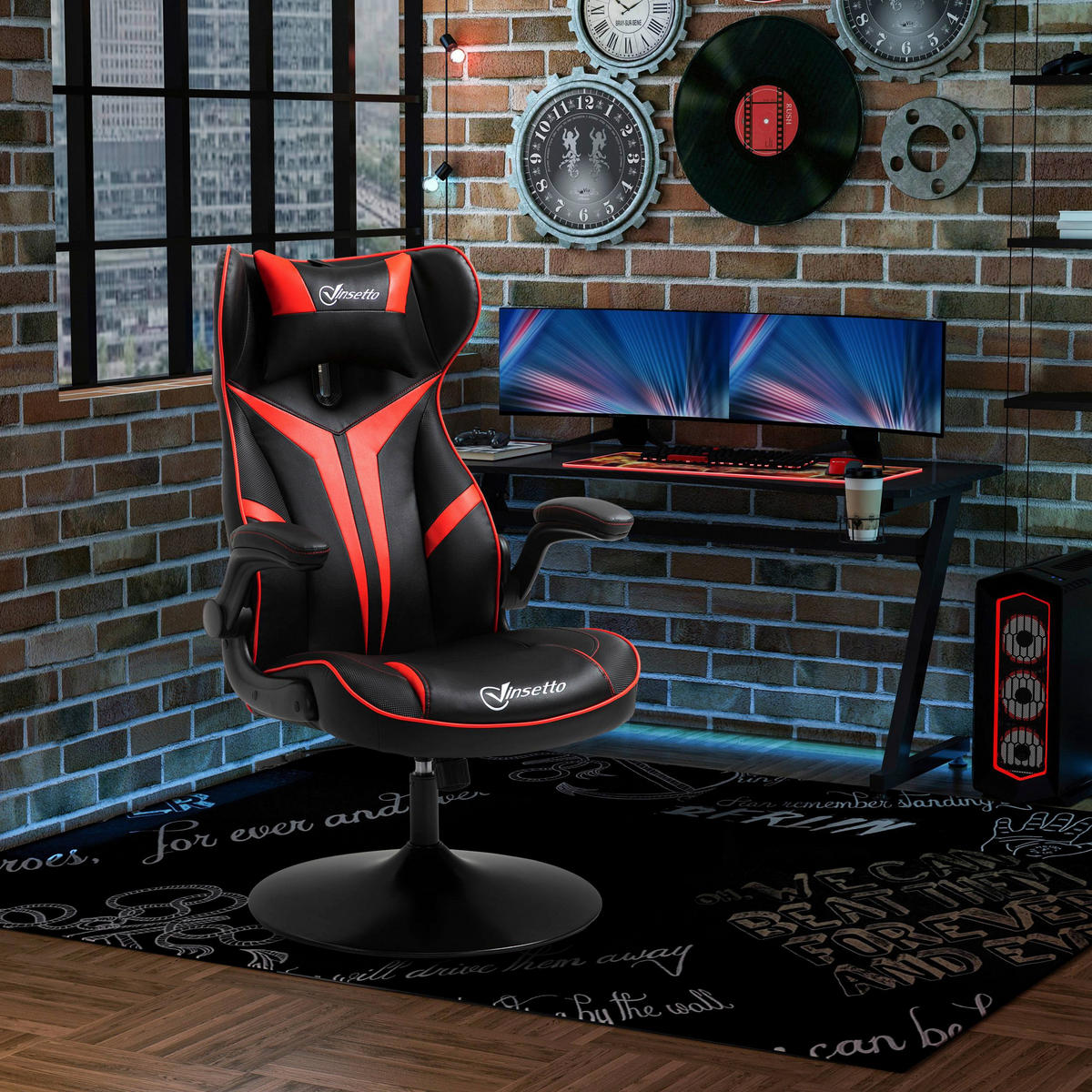 Gaming-Sessel 921-358RD rot schwarz 921-358RD - rot/schwarz (67,00/106,00/75,00cm) - Vinsetto