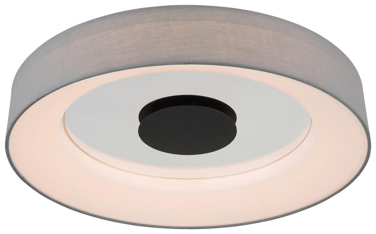 GLOBO LED-Deckenleuchte 48372-30 mattschwarz weiß grau Metall Textil H/D: ca. 9,8x46,8 cm TERPSA - weiß/mattschwarz (46,80/9,80cm) - GLOBO