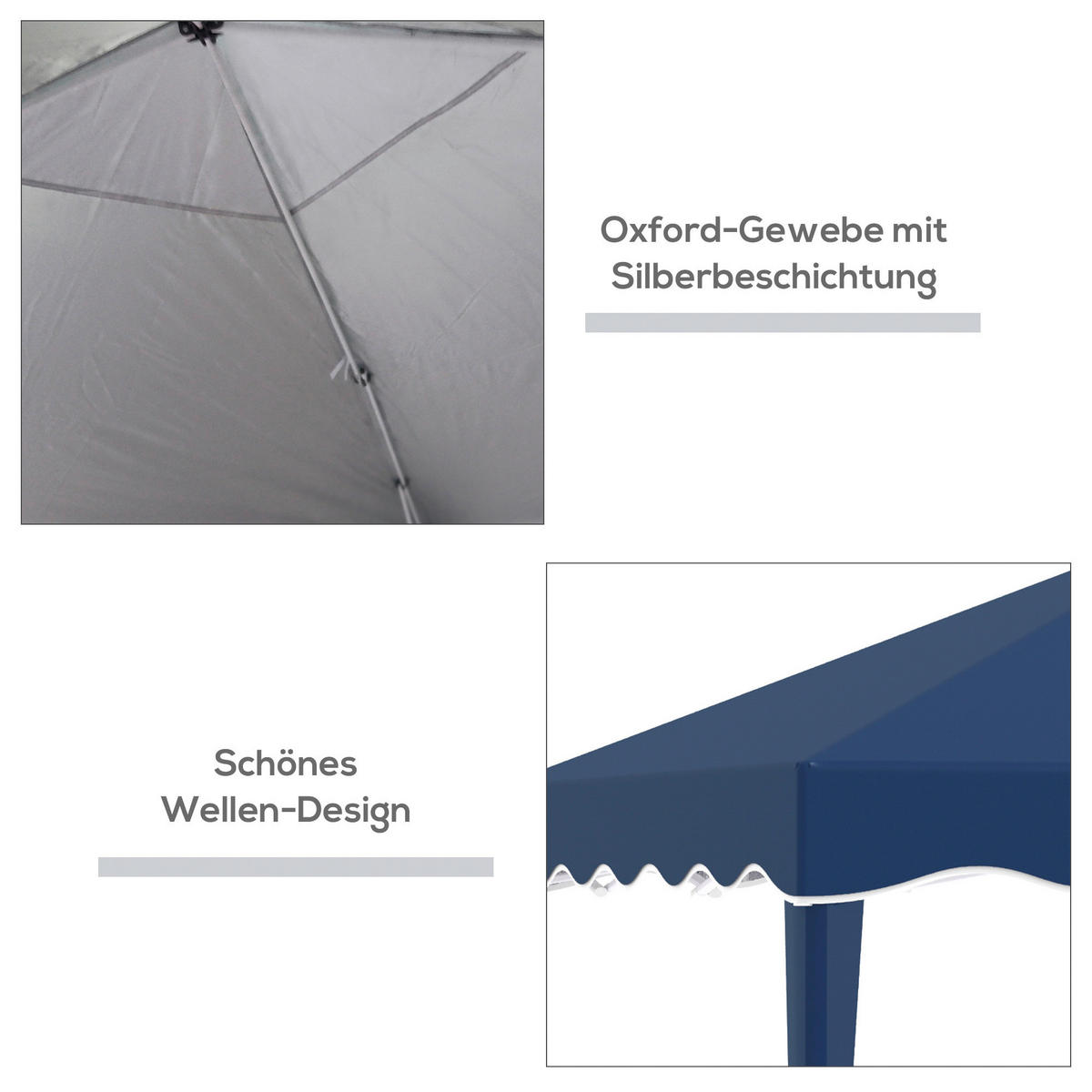 Outsunny Faltpavillon blau Stahl B/H/L: ca. 295x260x295 cm Faltpavillon - blau (295,00/295,00/260,00cm) - Outsunny