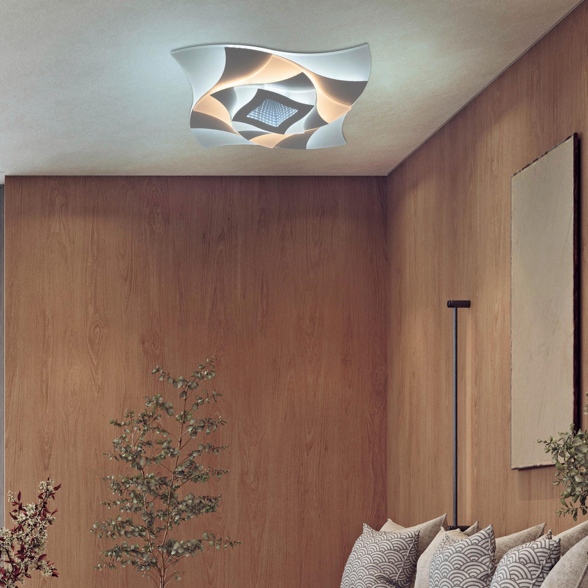 Näve Leuchten Deckenleuchte 1408477 Metall Kunststoff B/H/T: ca. 48x6x48 cm null 5 Brennstellen Liora - (48,00/6,00/48,00cm) - Näve Leuchten