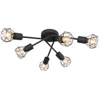 GLOBO Deckenleuchte Xara 54802W-2 schwarz Metall H/D: ca. 18x63 cm E14 6 Brennstellen Spotschiene_6flg.Xara - schwarz (63,00/18,00cm) - GLOBO
