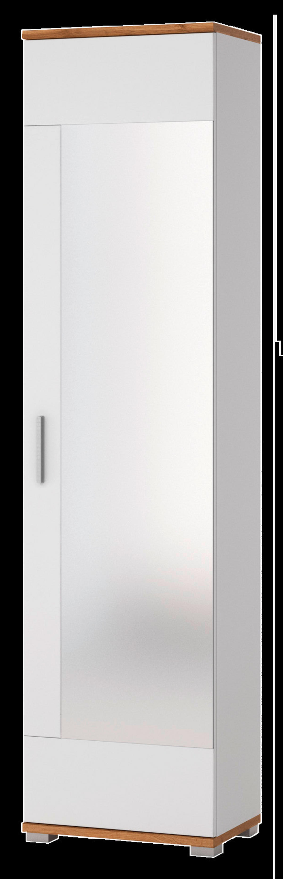 Garderobenschrank Hola Eiche Wotan Nachbildung weiß Hochglanz B/H/T: ca. 50x199x34 cm Hola - Eiche/weiß (50,00/199,00/34,00cm)