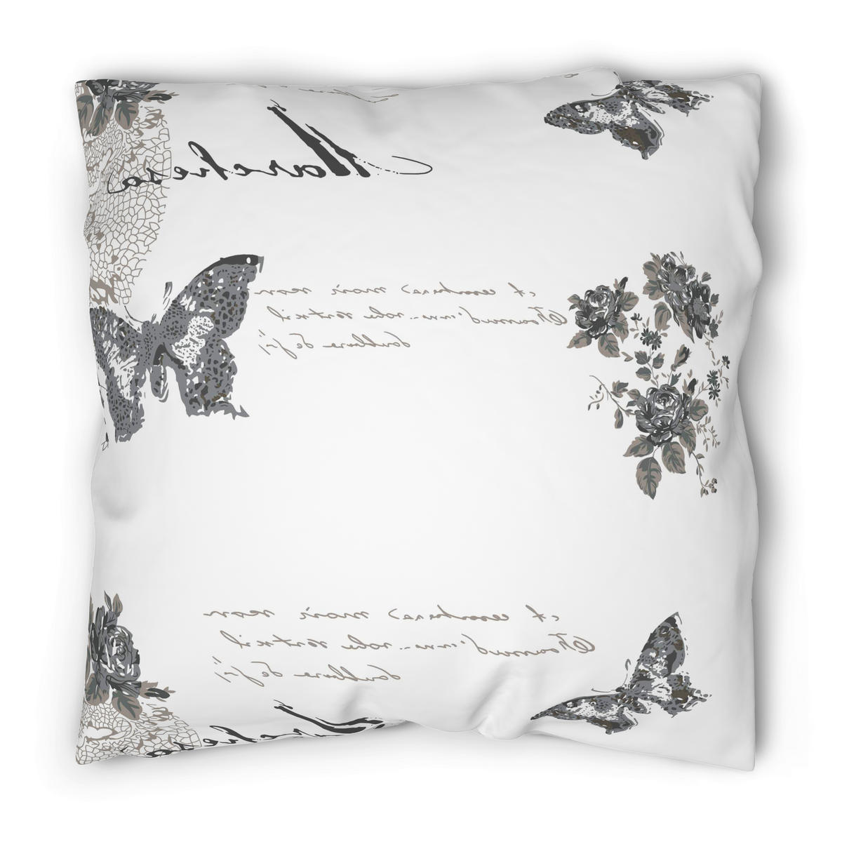 Baumwoll Bettwäsche Fleur Renforce Fleur - weiß/taupe (200,00/200,00cm) - Home Dreams