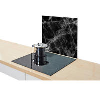 Zeller Herdblende-/Abdeckplatte Marmor schwarz Glas B/L: ca. 50x56 cm Marmor - schwarz (50,00/56,00cm) - Zeller