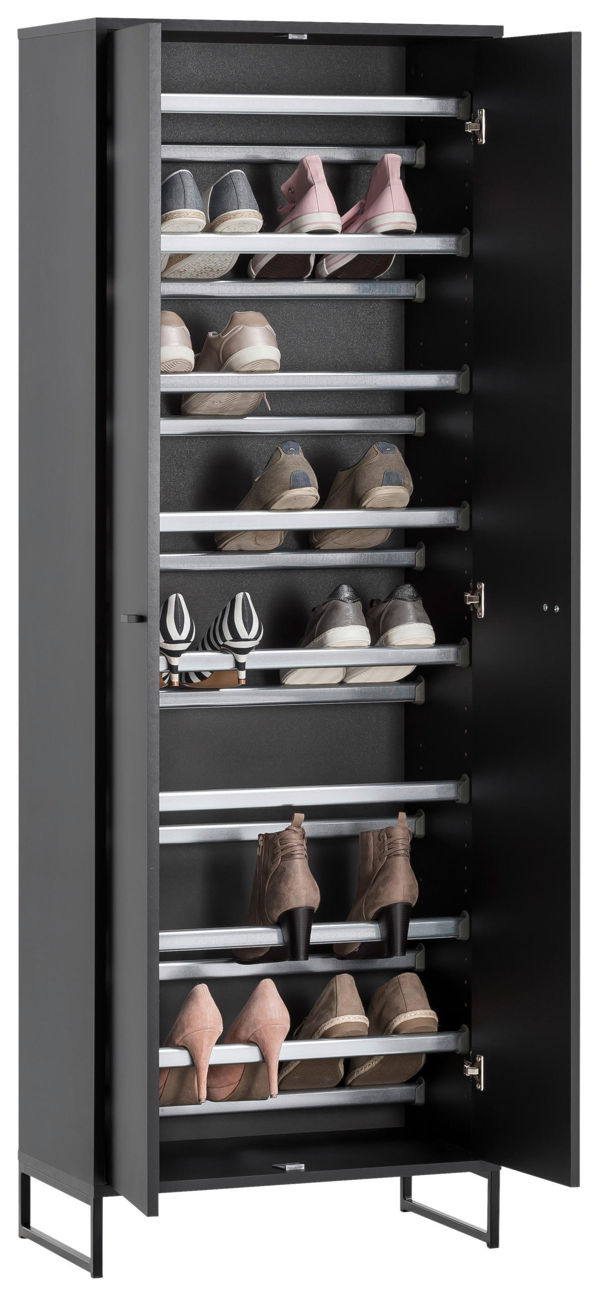 Schuhschrank Janne schwarz matt B/H/T: ca. 60,2x169,7x33 cm Janne - schwarz (60,20/169,70/33,00cm) - Möbelpartner