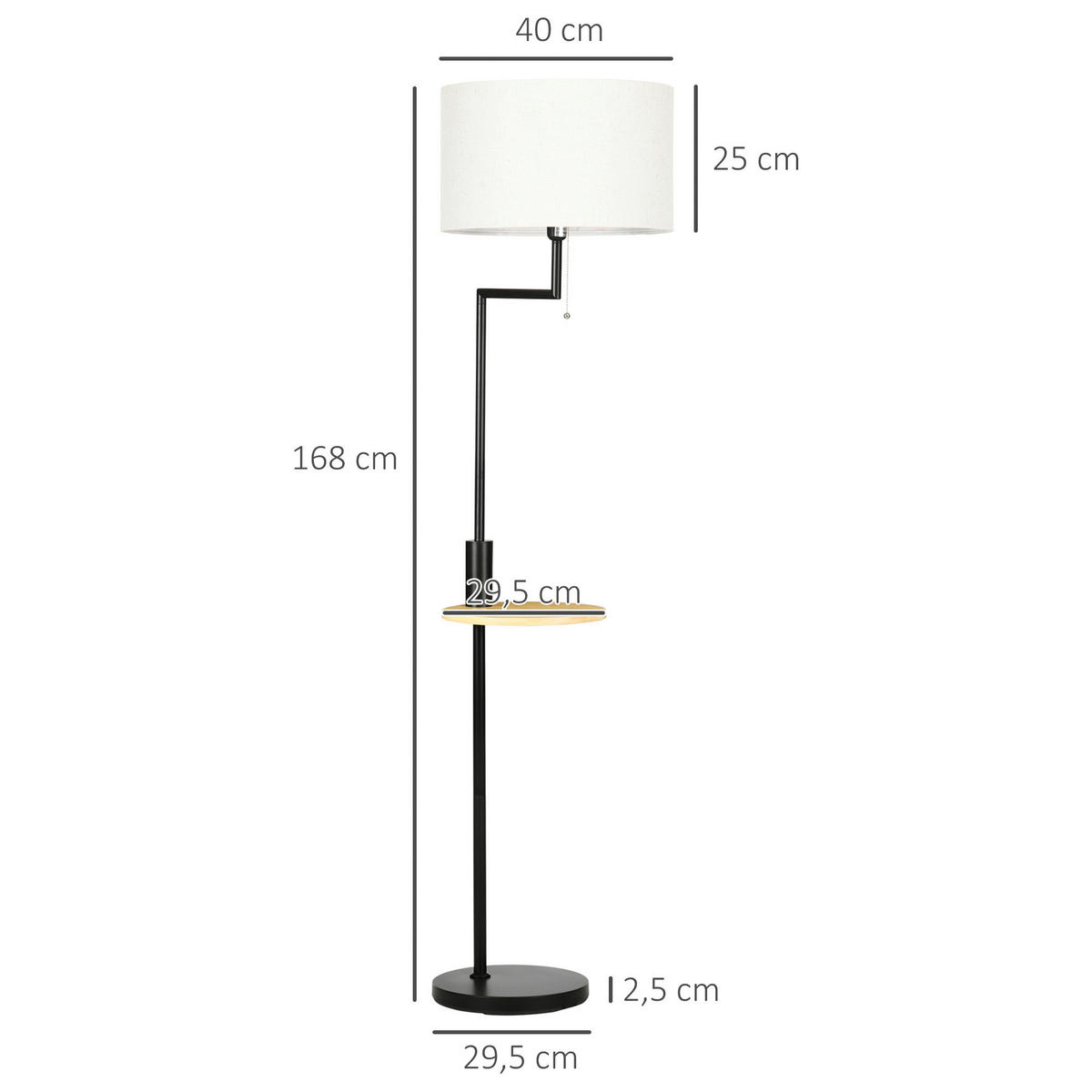 HOMCOM Stehleuchte cremeweiß Stahl Bambus Polyester B/H/T: ca. 40x168x40 cm Stehleuchte B31-333 - cremeweiß (40,00/168,00/40,00cm) - HOMCOM