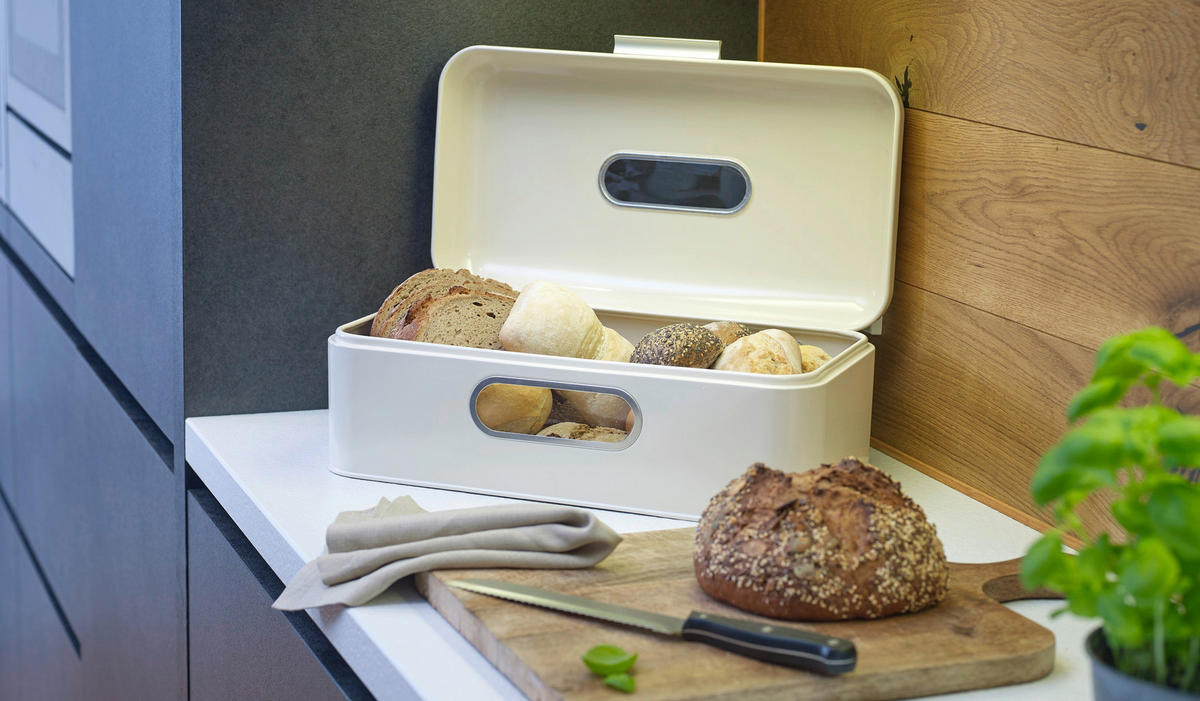 ECHTWERK Brotkasten Retro creme Metall B/H/L: ca. 23,8x17x42,5 cm Retro - creme (42,50/23,80/17,00cm) - ECHTWERK