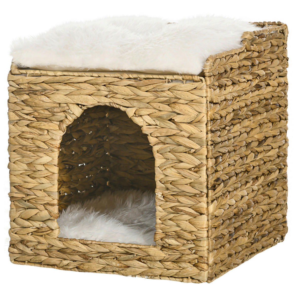 PawHut Katzen-Zubehör braun Polypropylen B/H/L: ca. 37,5x37,5x41,5 cm Rattan_Katzenhaus - braun (41,50/37,50/37,50cm) - PawHut