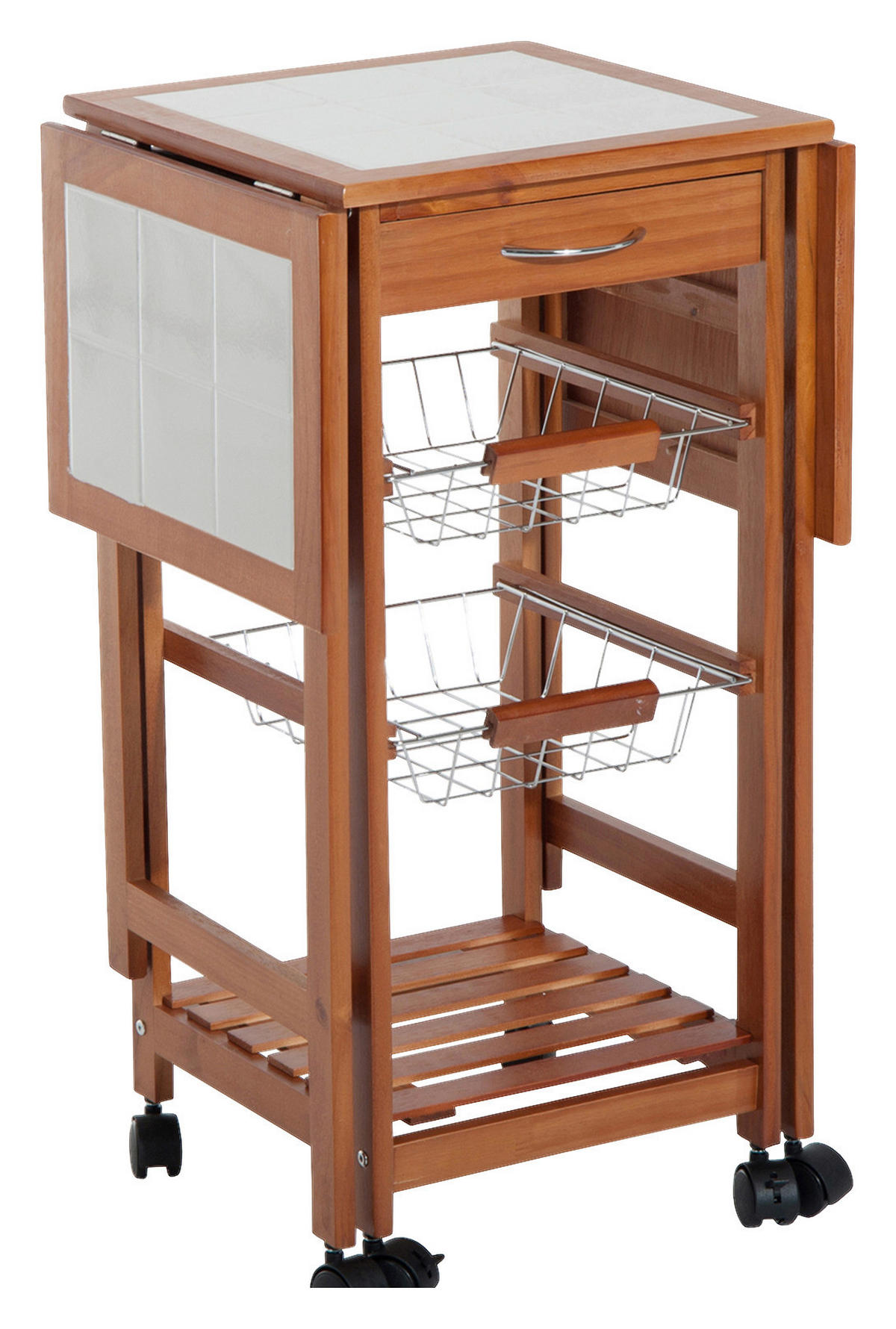 HOMCOM Servierwagen natur Holz B/H/T: ca. 92x75x37 cm Servierwagen - natur (92,00/75,00/37,00cm) - HOMCOM