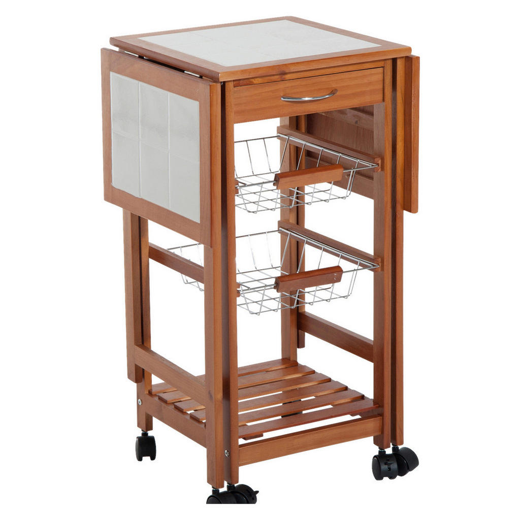 Thumbnail - HOMCOM Servierwagen natur Holz B/H/T: ca. 92x75x37 cm