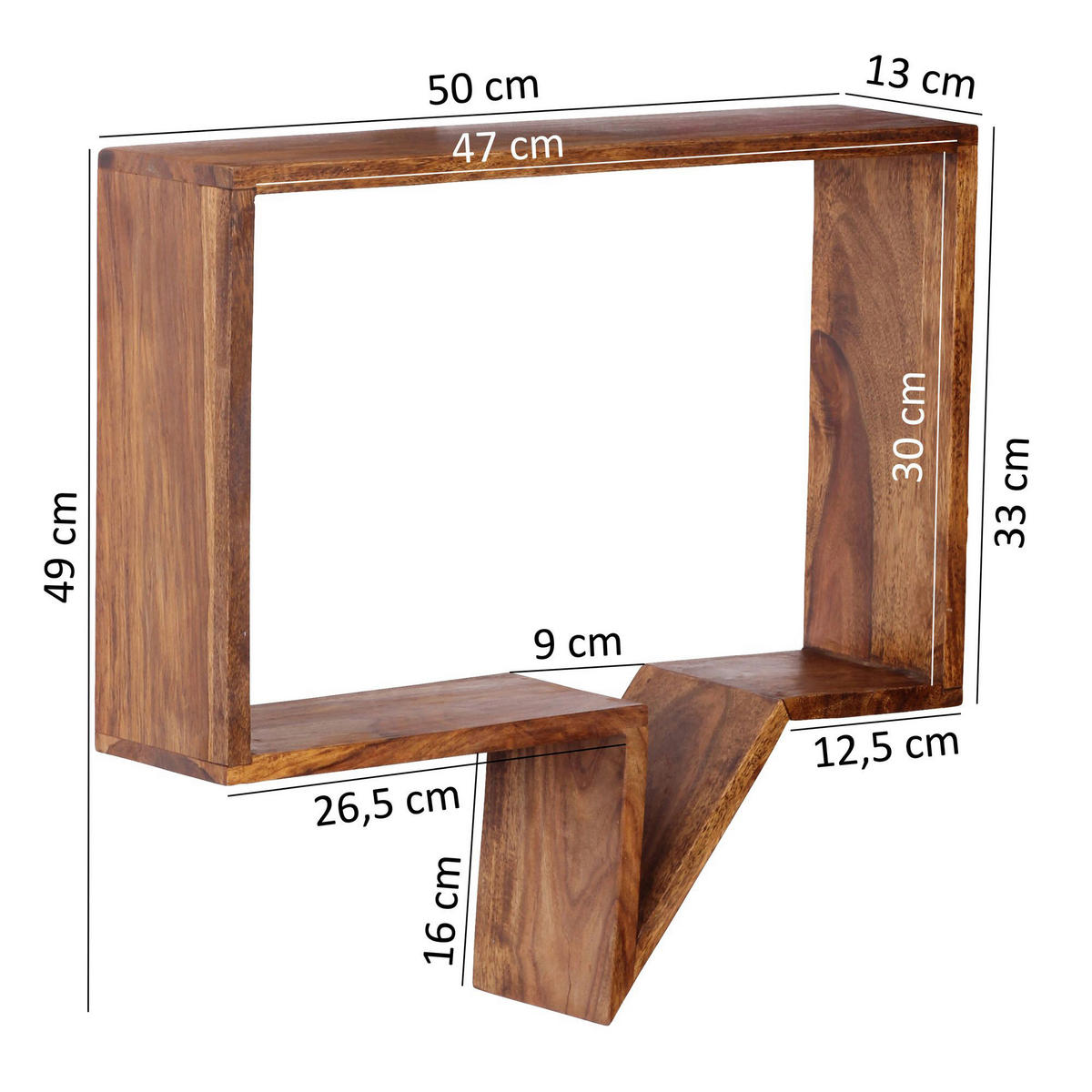 Wandregal natur B/H/T: ca. 50x49x13 cm Wandregal - natur (50,00/49,00/13,00cm) - Wohnling