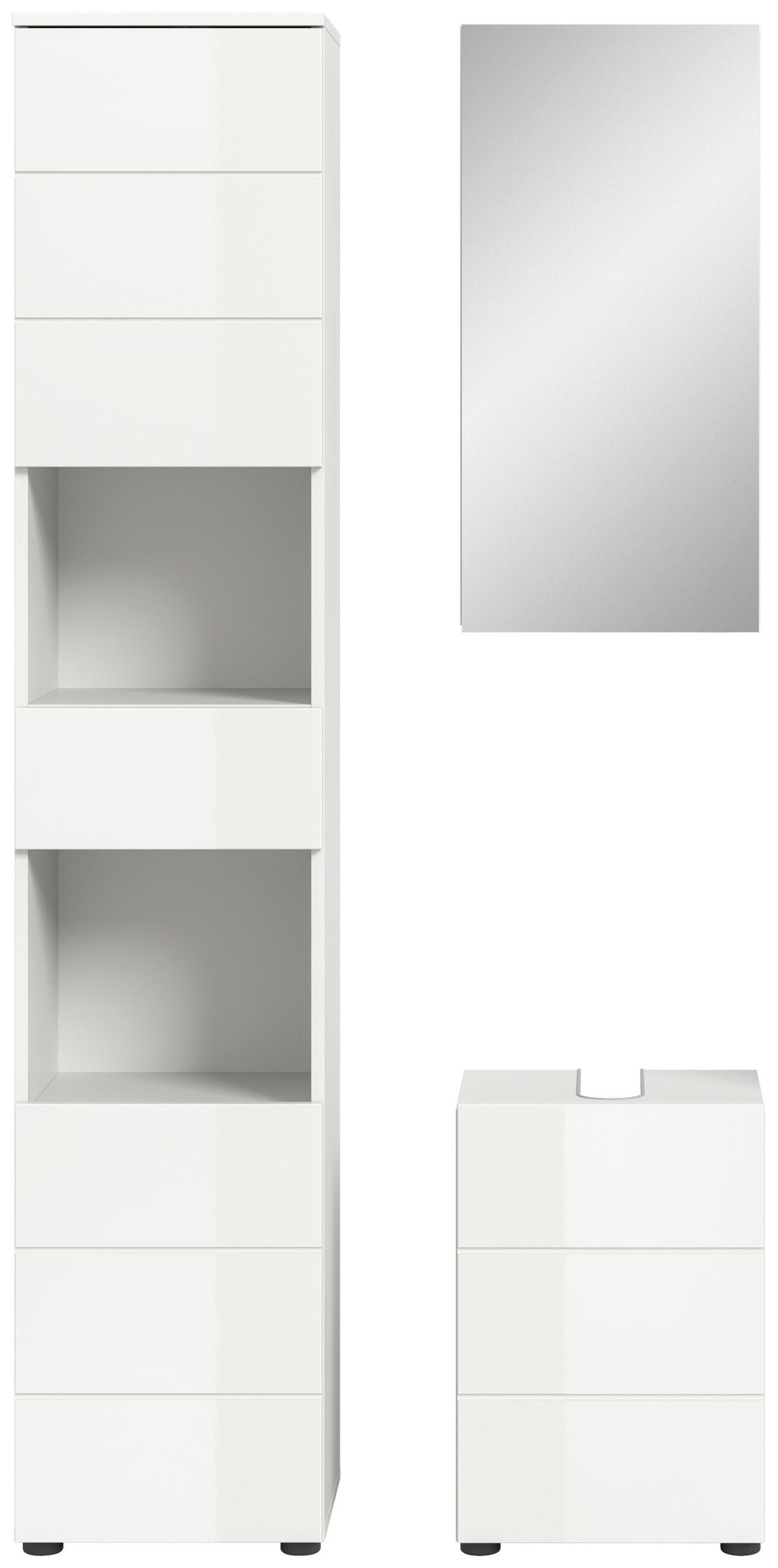 Badezimmer-Set VIRA weiß weiß Hochglanz B/H/T: ca. 91x190x34 cm VIRA - weiß (91,00/190,00/34,00cm) - xonox.home
