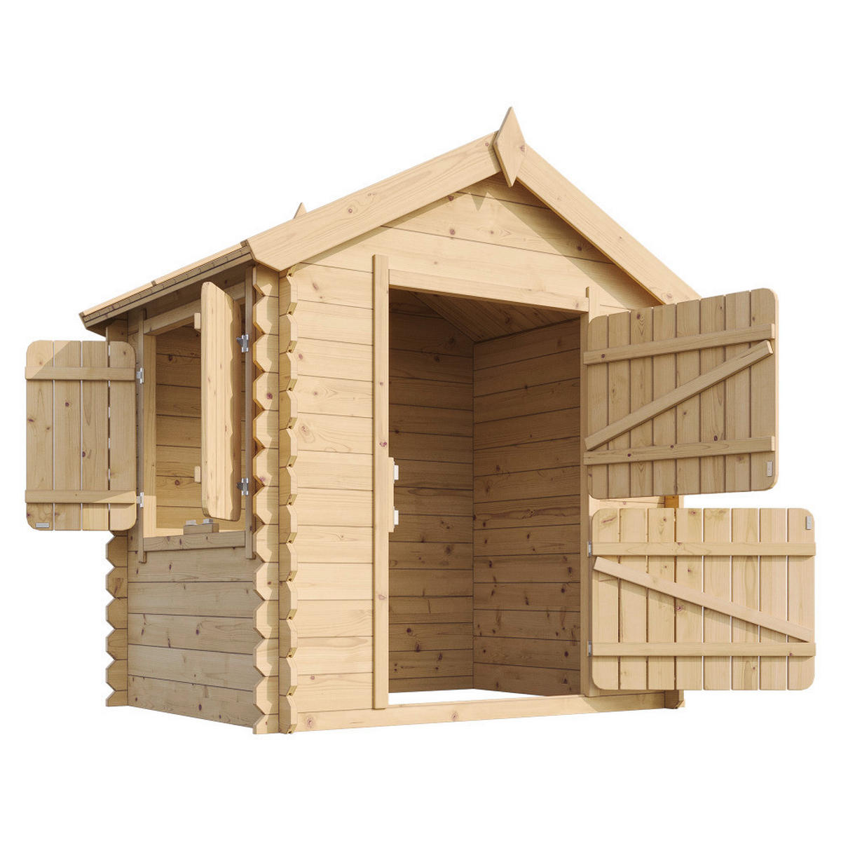 Timbela Kinderspielhaus M516 natur B/H/L: ca. 146x143x112 cm M516 - natur (112,00/146,00/143,00cm) - Timbela
