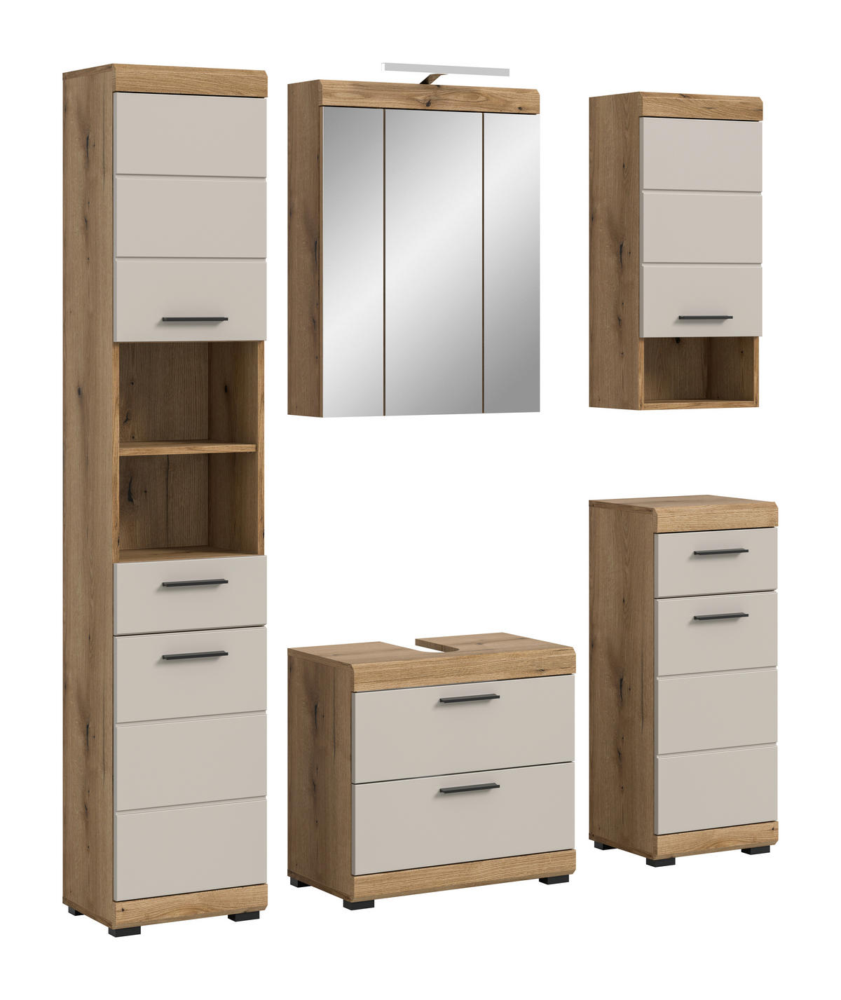 Badezimmer-Set Scout Evoke Oak Nachbildung Kaschmirgrau Nachbildung B/H/T: ca. 164x191x34 cm Scout - Kaschmirgrau (164,00/191,00/34,00cm) - xonox.home