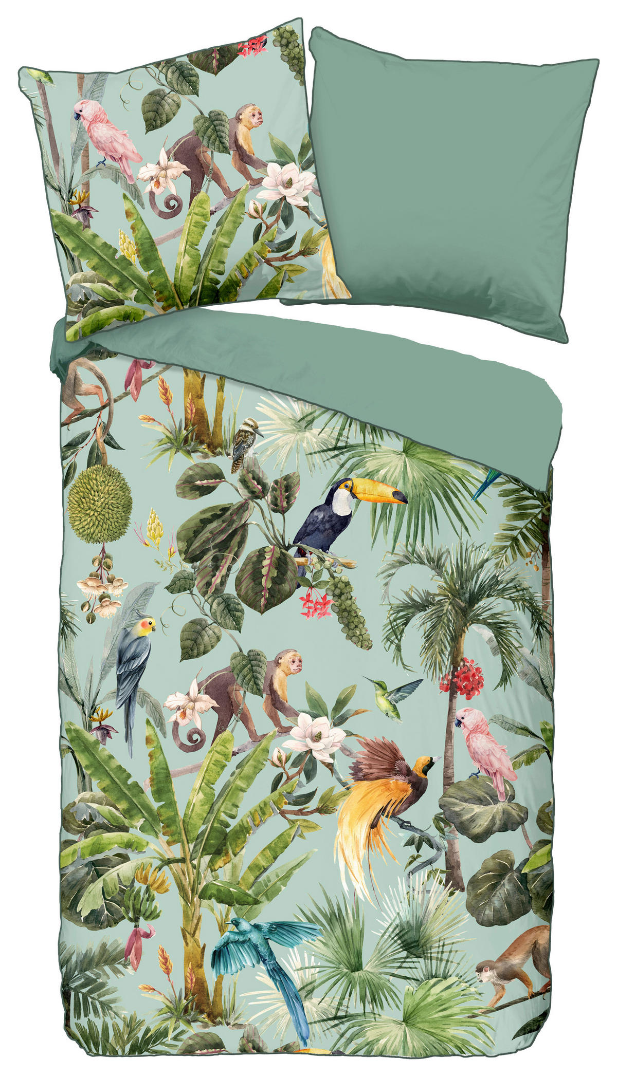 Baumwoll Bettwäsche Igandi Satin Igandi - grün (155,00/220,00cm) - Descanso