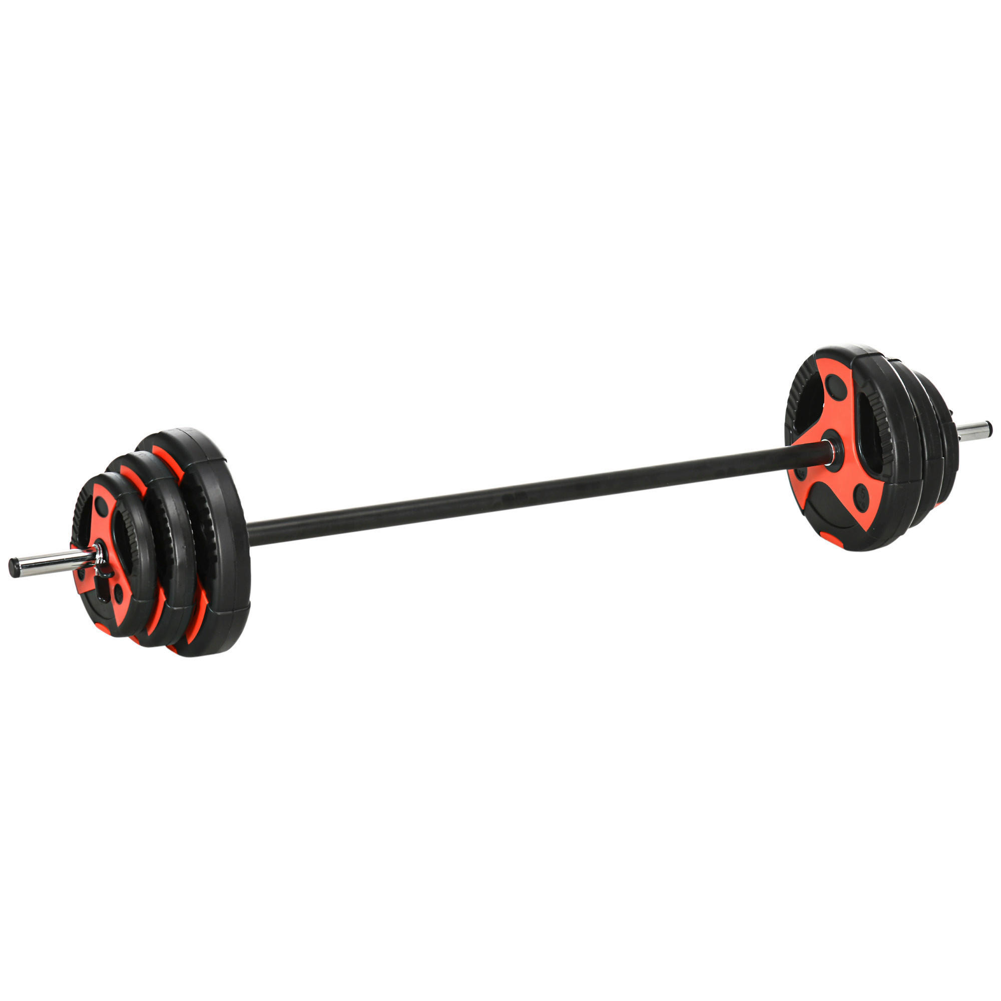 SPORTNOW Hantel-Set rot Kunststoff B/H/L: ca. 17x140x17 cm Langhantel_Set - rot/schwarz (17,00/17,00/140,00cm) - SPORTNOW