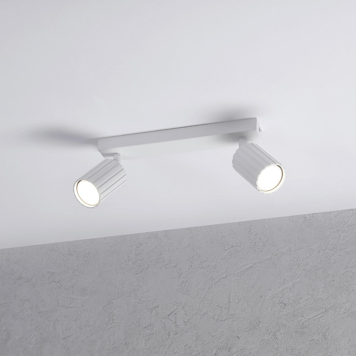 Lamkur Strahler weiß Stahl B/H/L: ca. 6,5x16,5x30 cm 2 Brennstellen Prisma - weiß (30,00/6,50/16,50cm) - Lamkur