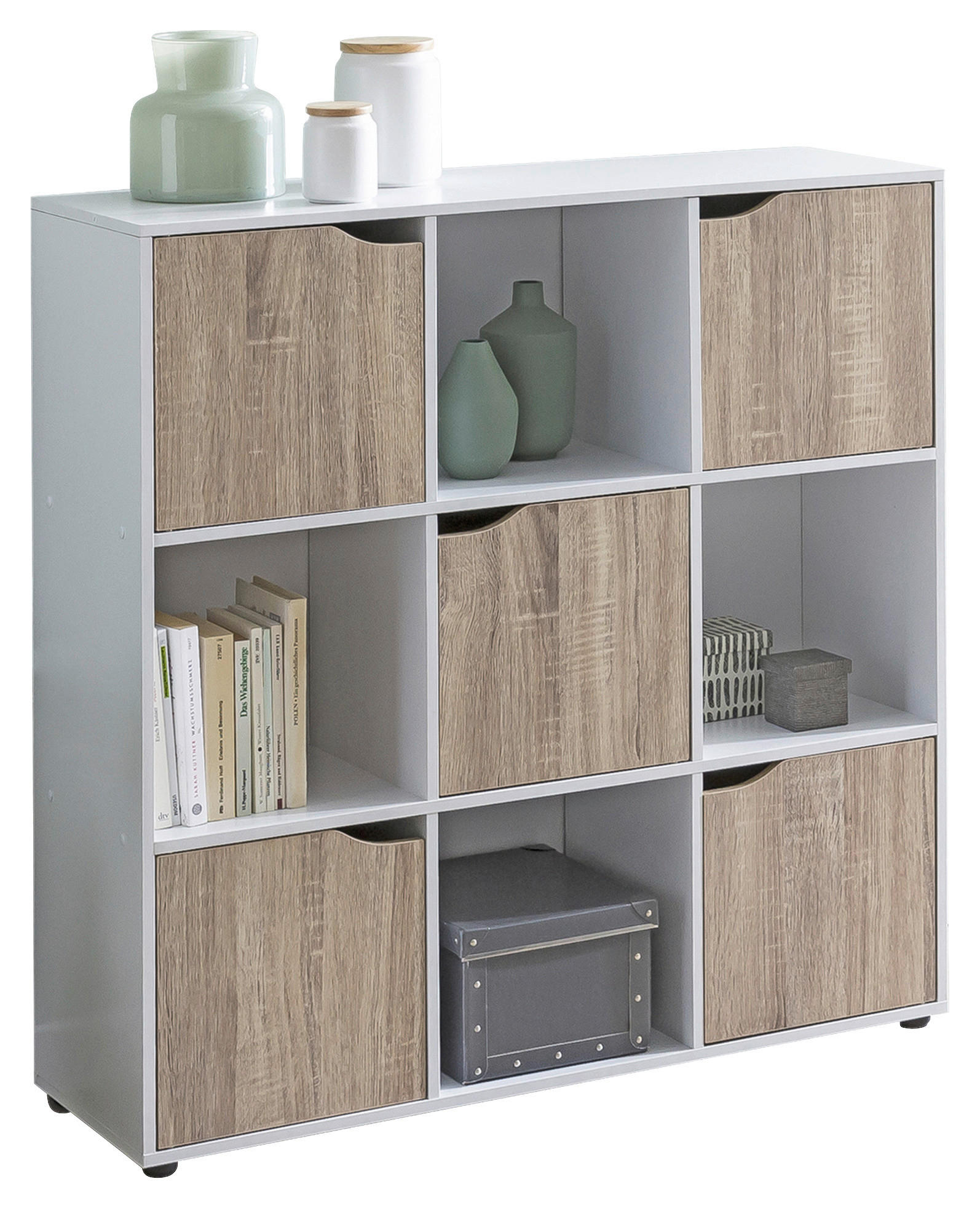 Sideboard weiß Eiche Sonoma Nachbildung B/H/T: ca. 89x91x29 cm Sideboard - Eiche/weiß (89,00/91,00/29,00cm) - Wohnling
