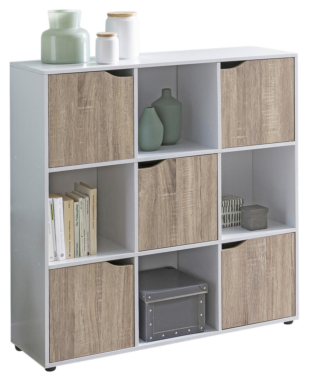 Sideboard weiß Eiche Sonoma Nachbildung B/H/T: ca. 89x91x29 cm Sideboard - Eiche/weiß (89,00/91,00/29,00cm) - Wohnling