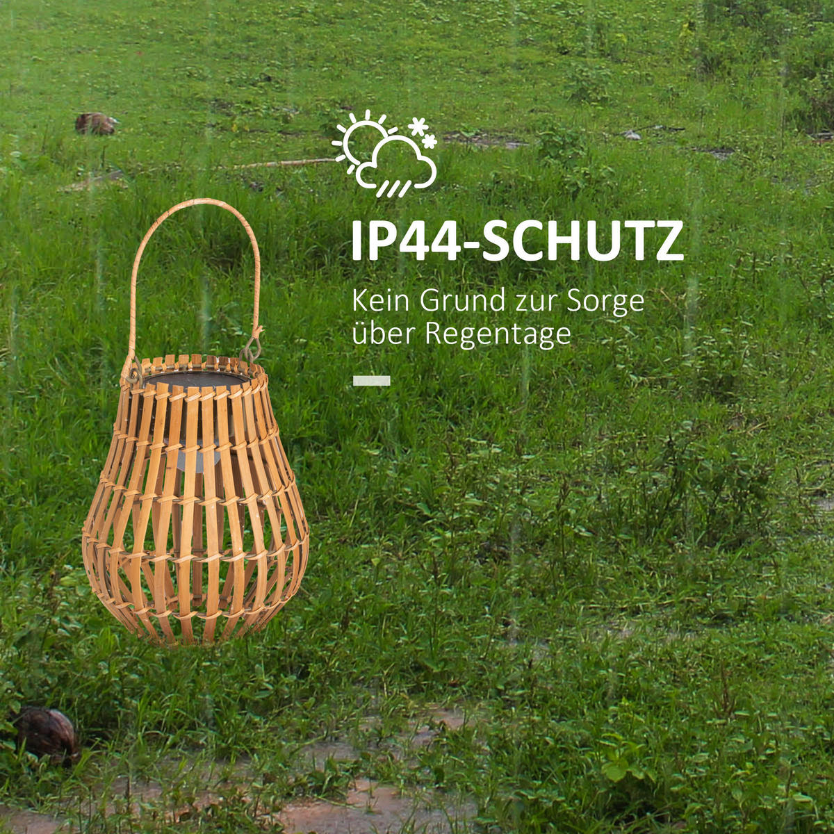Gartenleuchte natur Bambus Edelstahl Polypropylen B/H/L: ca. 18,5x18,5x22 cm Gartenleuchte - natur (22,00/18,50/18,50cm) - Outsunny