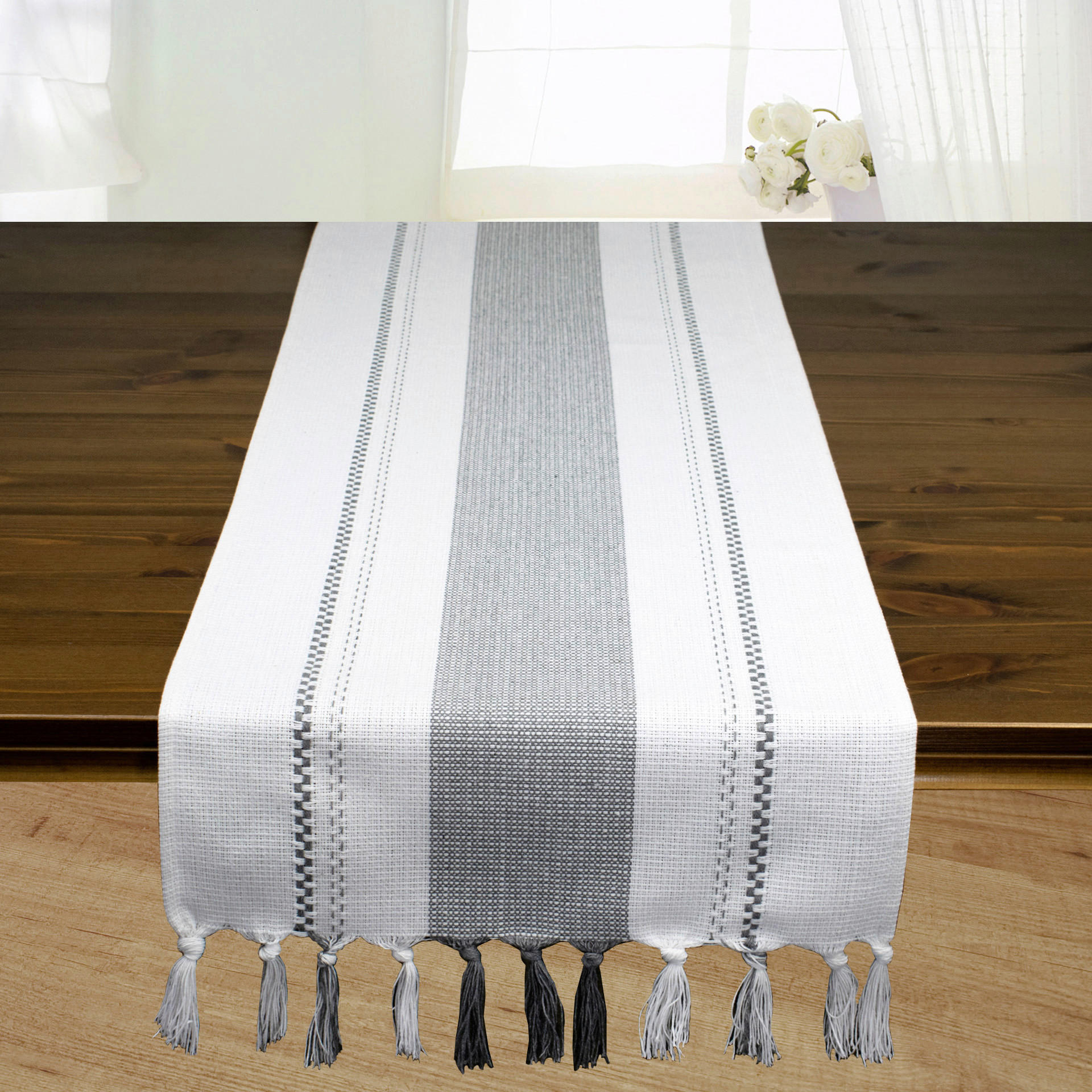 Tischläufer Tischläufer 40x140cm grau/weiß - weiß/grau (40,00/140,00cm)