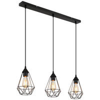 GLOBO Pendelleuchte schwarz Metall B/H/T: ca. 17x120x79 cm E27 3 Brennstellen ZACHARY - schwarz (17,00/120,00/79,00cm) - GLOBO