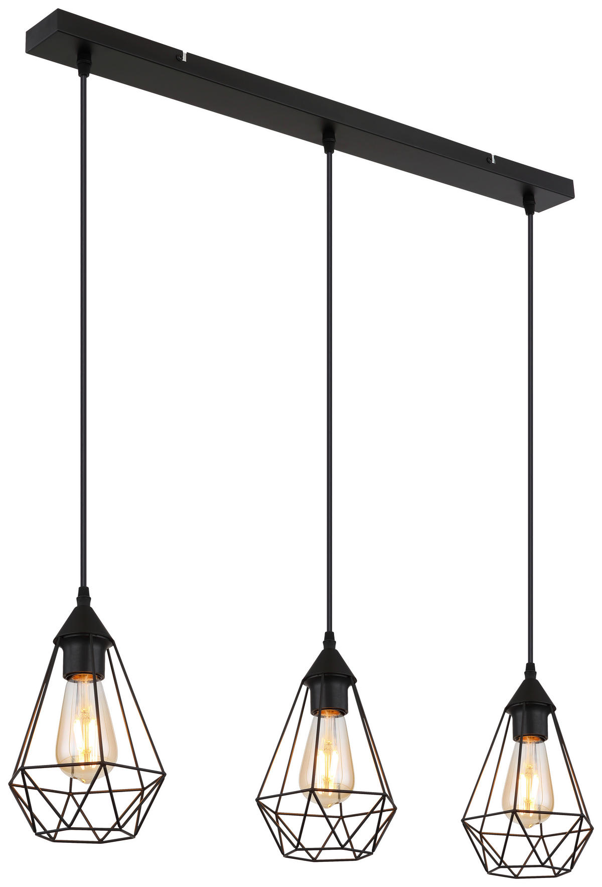 GLOBO Pendelleuchte schwarz Metall B/H/T: ca. 17x120x79 cm E27 3 Brennstellen ZACHARY - schwarz (17,00/120,00/79,00cm) - GLOBO