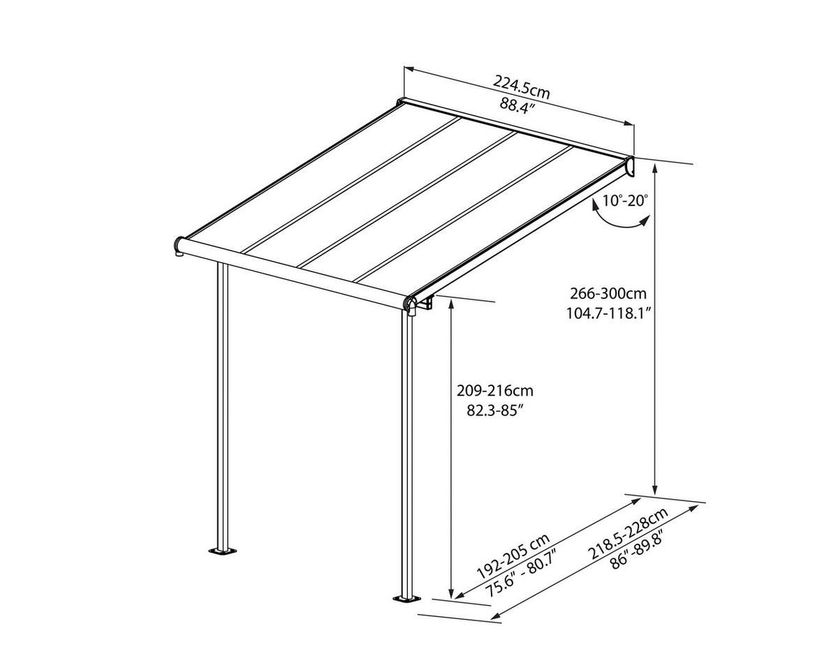 Palram Terrassendach Sierra weiß Aluminium B/H/T: ca. 230x300x230 cm Sierra - weiß (230,00/300,00/230,00cm) - Palram