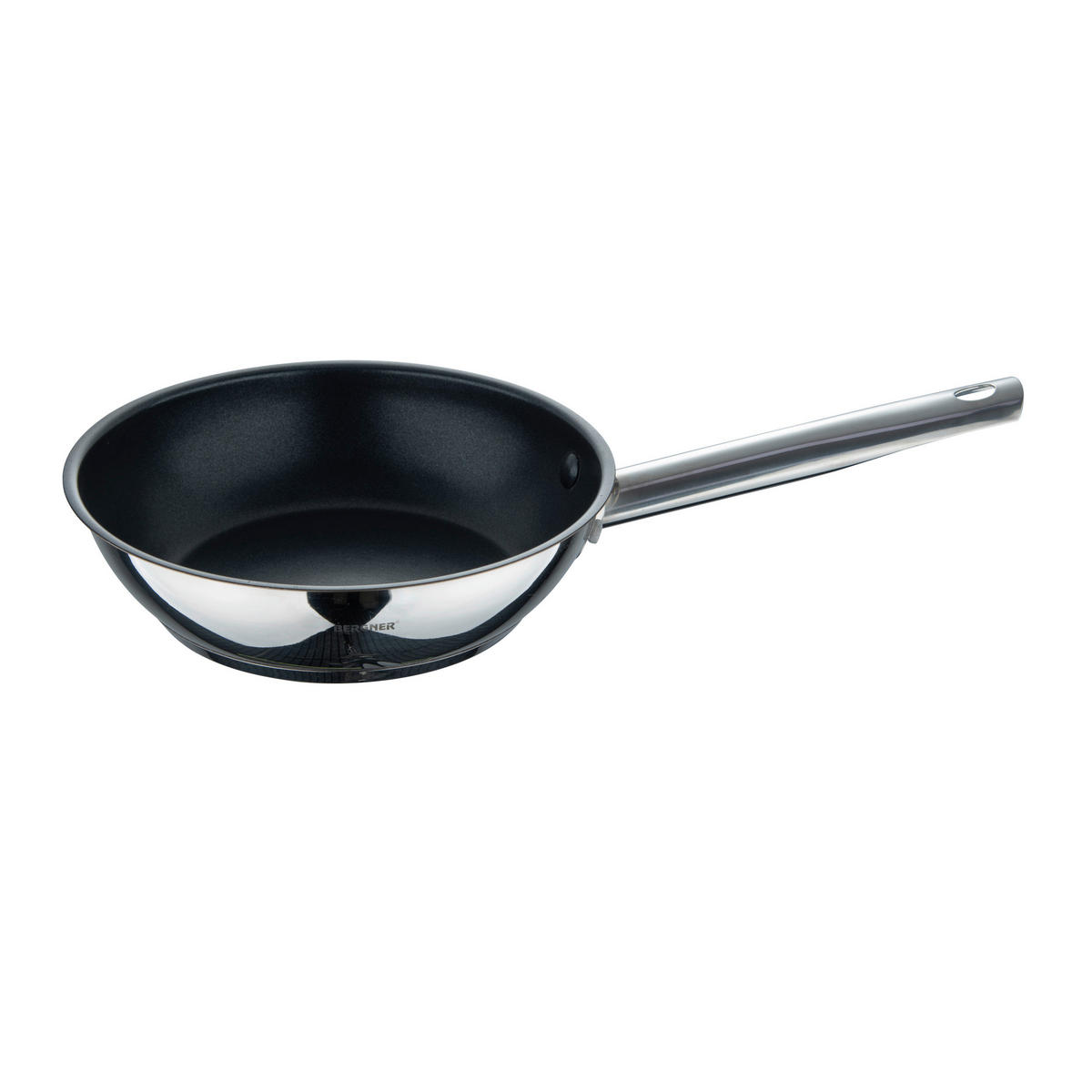 BERGNER Frypan-Set GOURMET silber Edelstahl B/H/L: ca. 26,5x16,3x48 cm GOURMET - schwarz/silber (48,00/26,50/16,30cm) - BERGNER