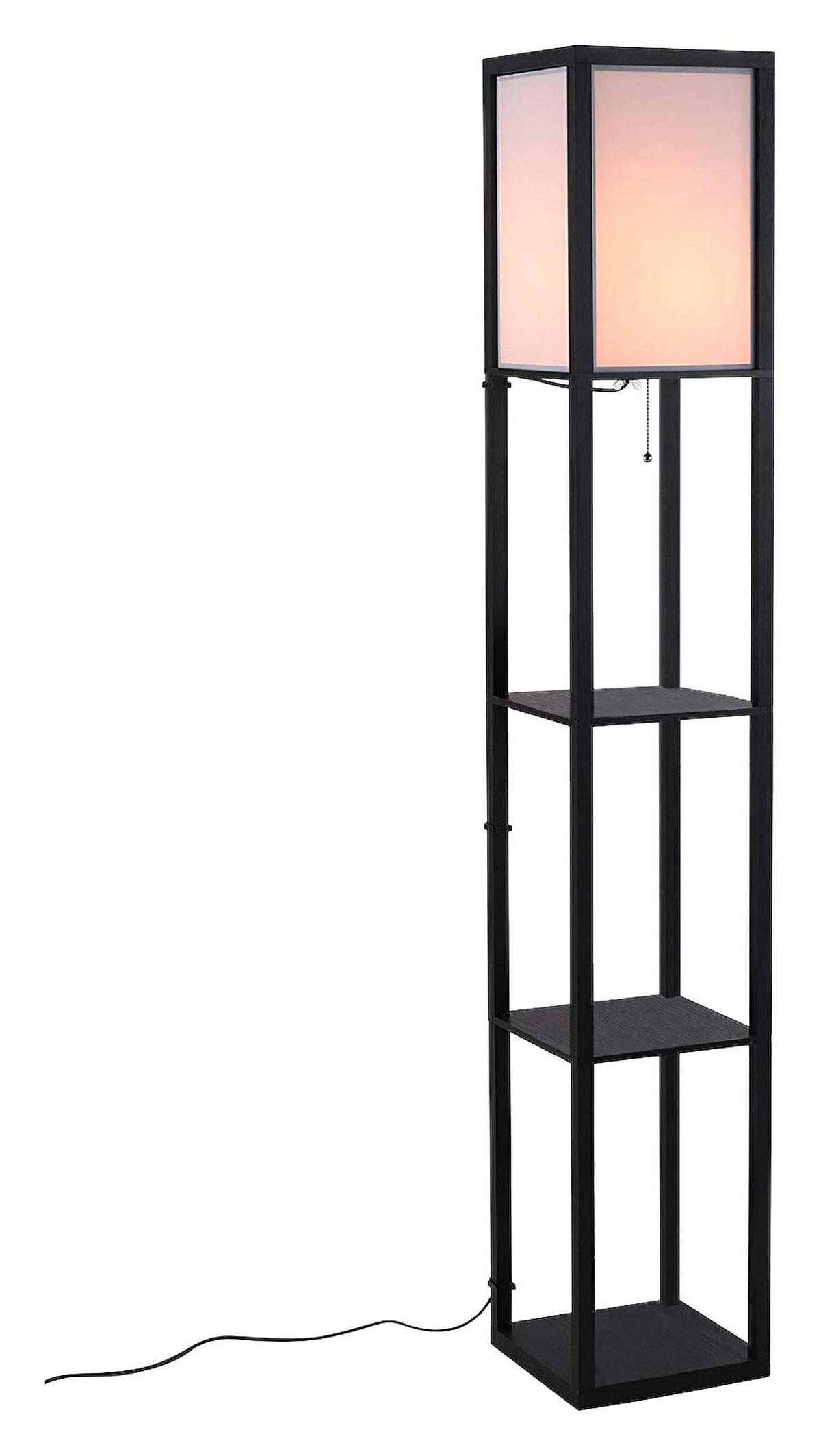 HOMCOM Stehleuchte 833-623 schwarz MDF Stoff B/H/T: ca. 26x160x26 cm E27 1 Brennstellen Stehleuchte m. Regal 833-623 - schwarz (26,00/160,00/26,00cm) - HOMCOM