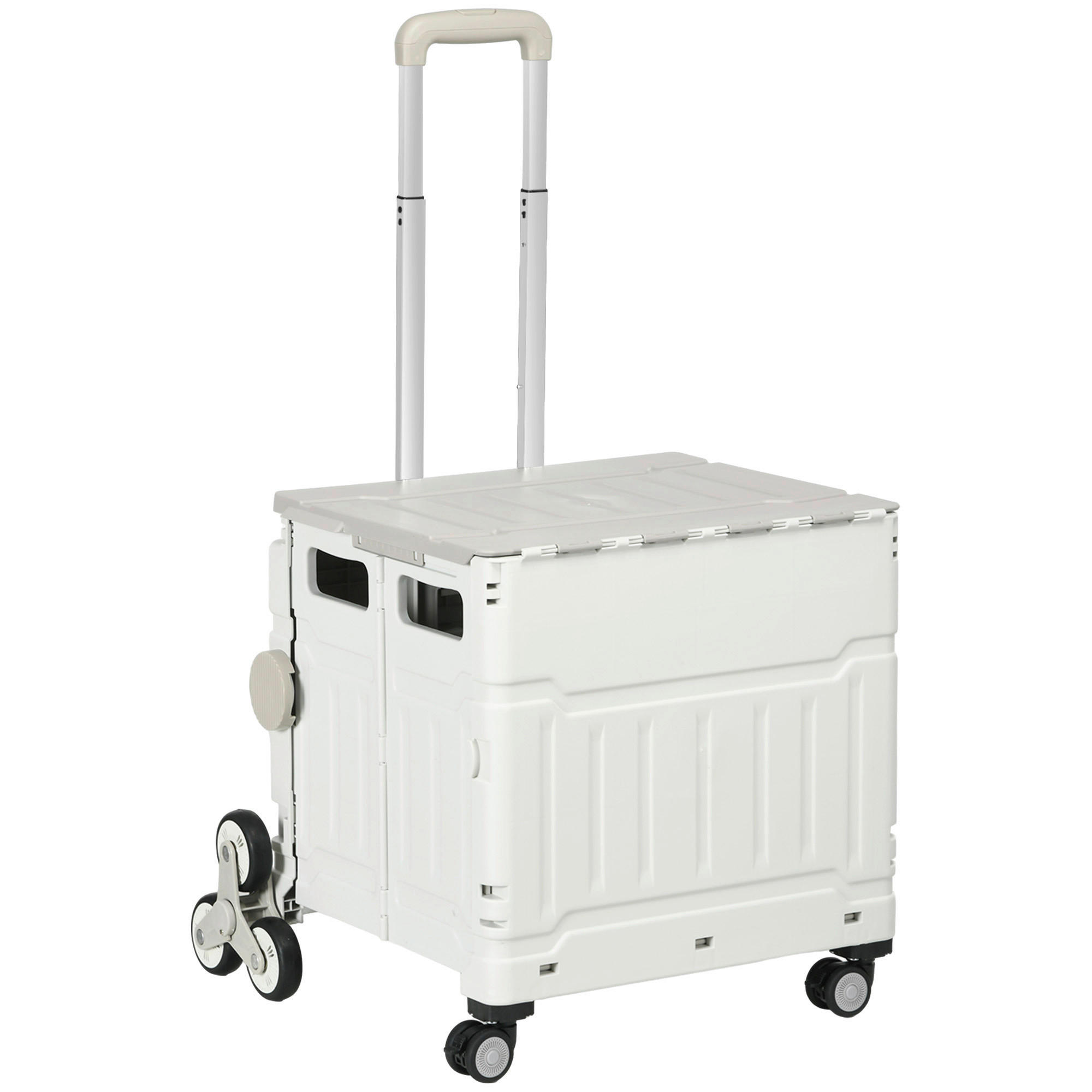 HOMCOM Haushaltshelfer weiß Edelstahl B/H/L: ca. 48x52x100 cm Einkaufstrolley - weiß (100,00/48,00/52,00cm) - HOMCOM