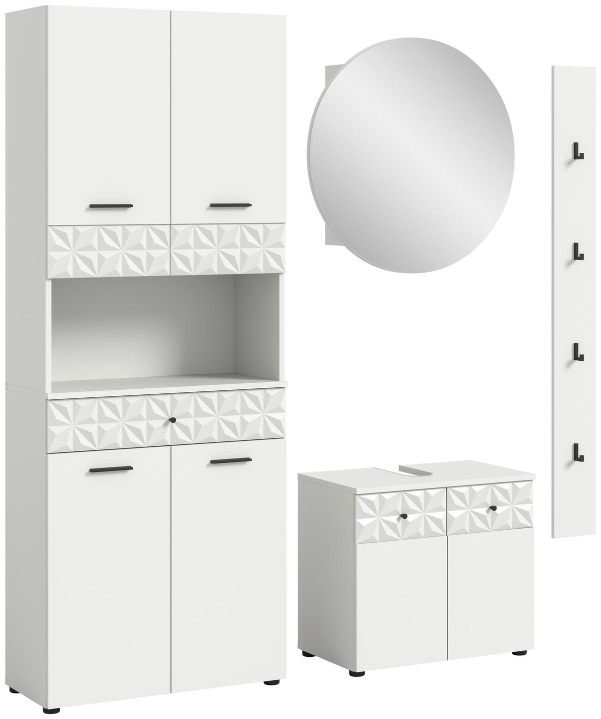 Badezimmer-Set Prisma weiß B/H/T: ca. 110x187x37 cm Prisma - weiß (110,00/187,00/37,00cm) - xonox.home