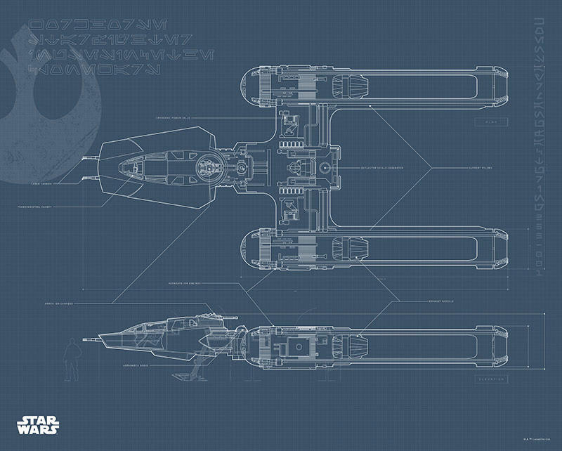 Komar Poster Star Wars EP9 Blueprint Y-Wing Star Wars B/L: ca. 50x40 cm