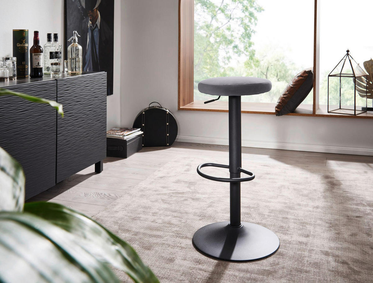 Barhocker grau Polyester B/H/T/D: ca. 40x79x40x35 cm Barhocker - schwarz/grau (40,00/79,00/40,00cm) - Wohnling