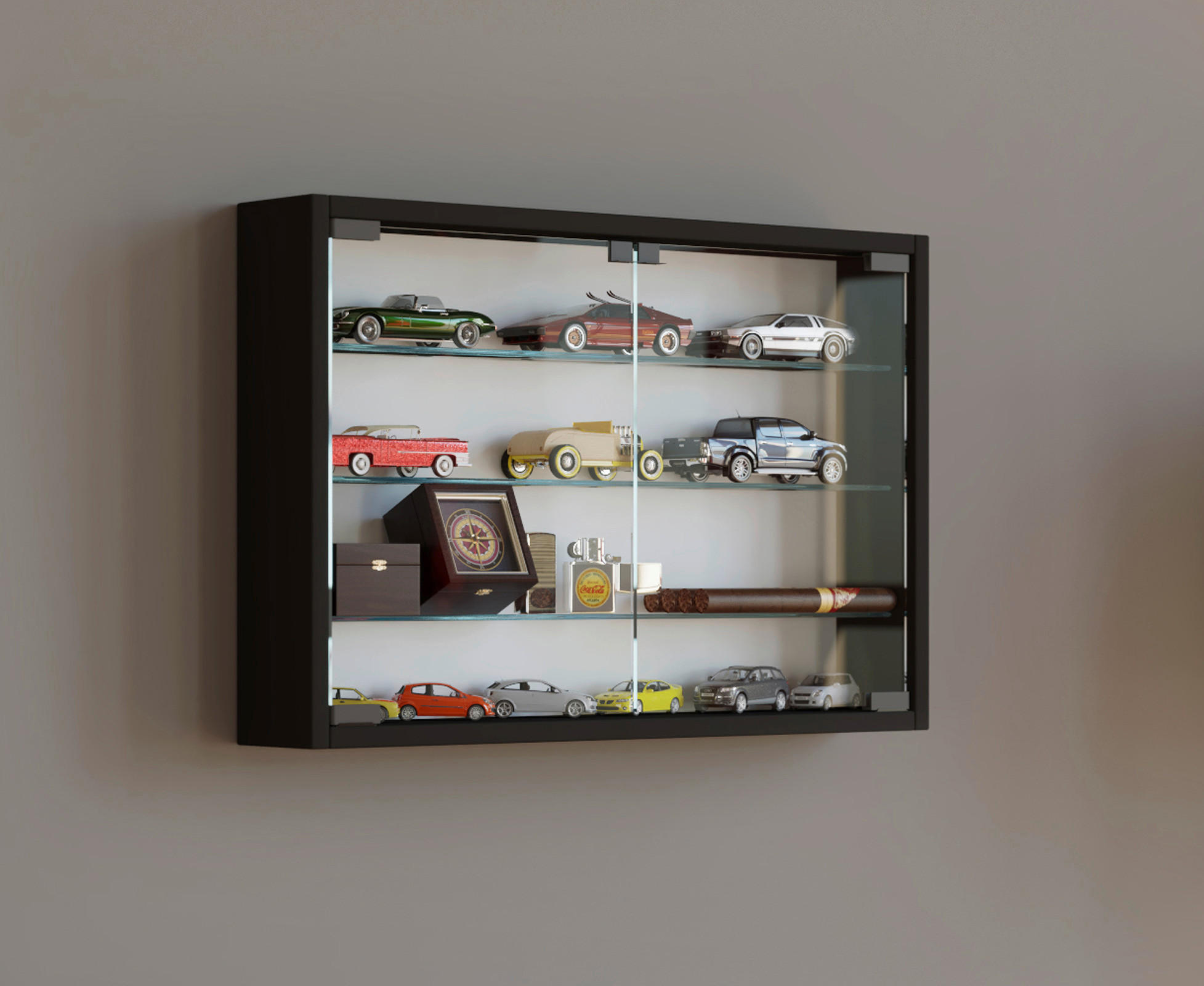 Vitrine Mandosa M schwarz Holzwerkstoff Glas B/H/T: ca. 60x40x10 cm Mandosa M - schwarz (60,00/40,00/10,00cm) - VCM Möbel