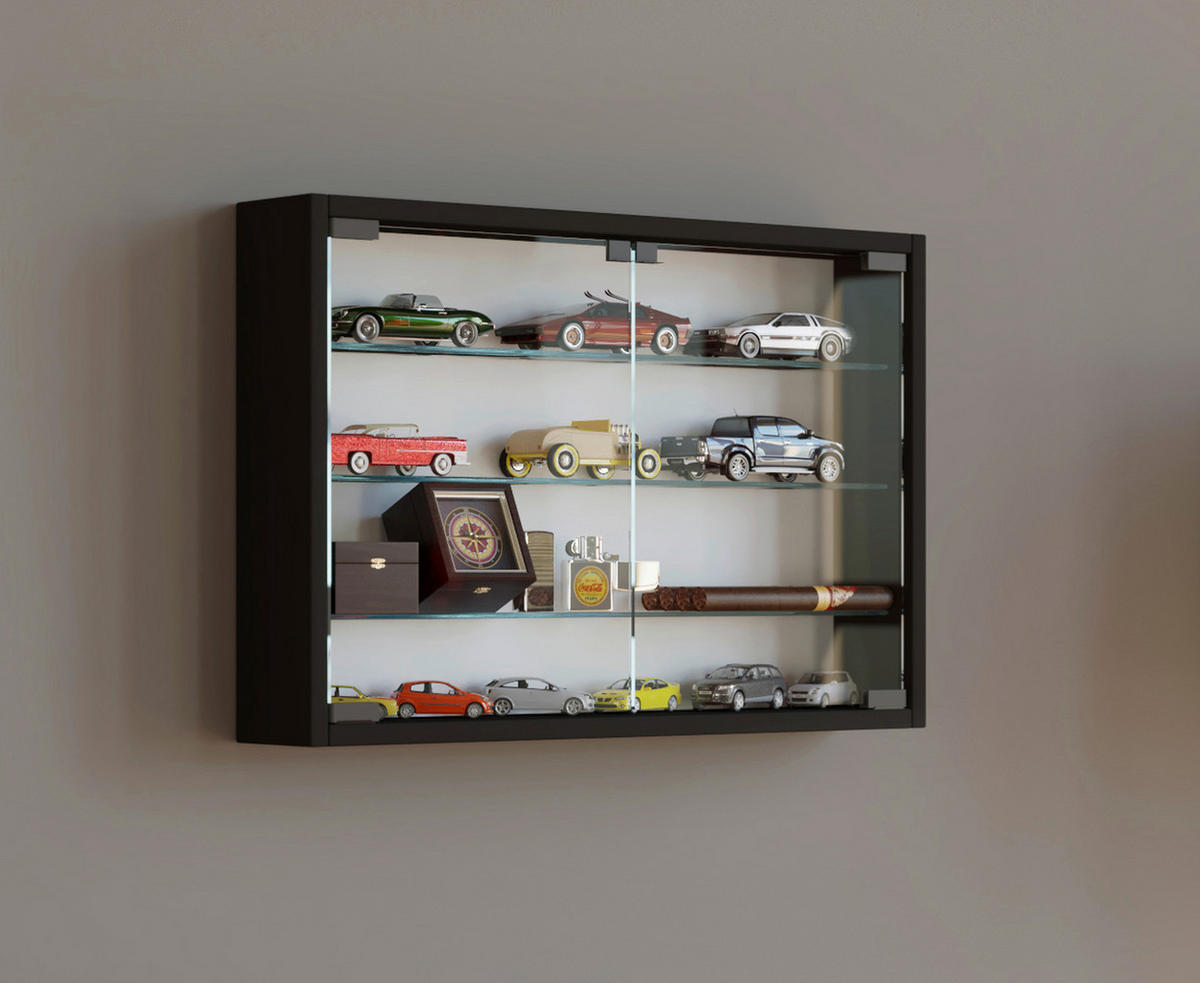 Vitrine Mandosa M schwarz Holzwerkstoff Glas B/H/T: ca. 60x40x10 cm Mandosa M - schwarz (60,00/40,00/10,00cm) - VCM Möbel