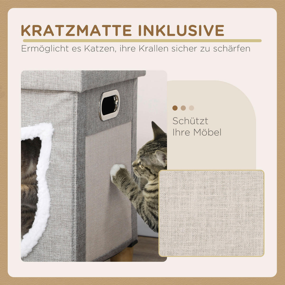 PawHut Katzen-Zubehör grau Polypropylen B/H/L: ca. 35,5x35,5x42,5 cm Katzenhaus - grau (42,50/35,50/35,50cm) - PawHut