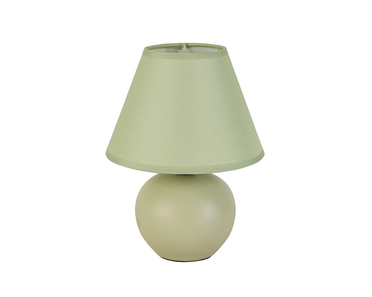 Nolo Tischleuchte grün Stoff Keramik H: ca. 24 cm E14 1 Brennstellen Tischleuchte-Keramik_Seline - grün (24,00cm) - Nolo