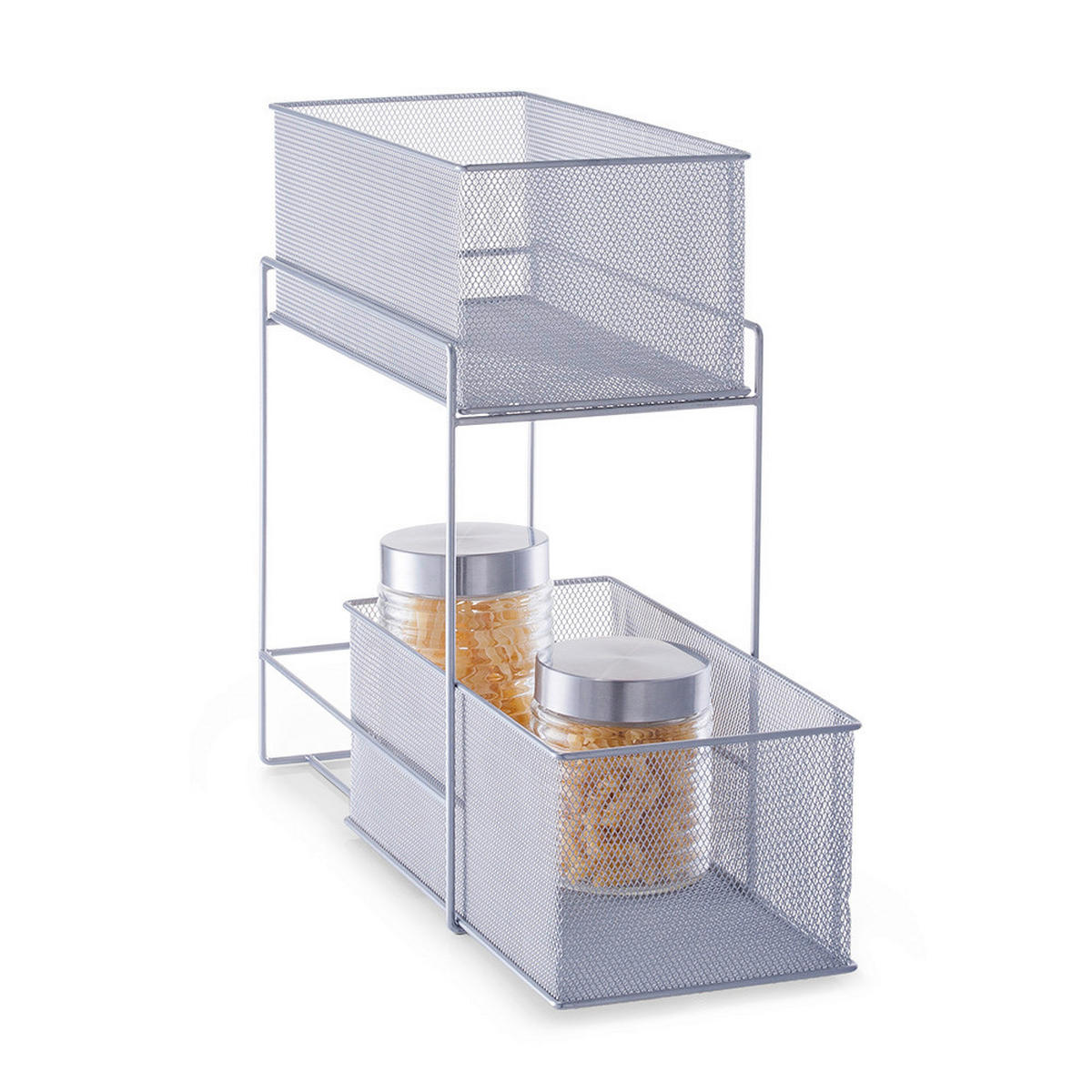 Zeller Etagenregal silber Metall B/H/L: ca. 18,5x42x35 cm Etagenregal - silber (35,00/18,50/42,00cm) - Zeller
