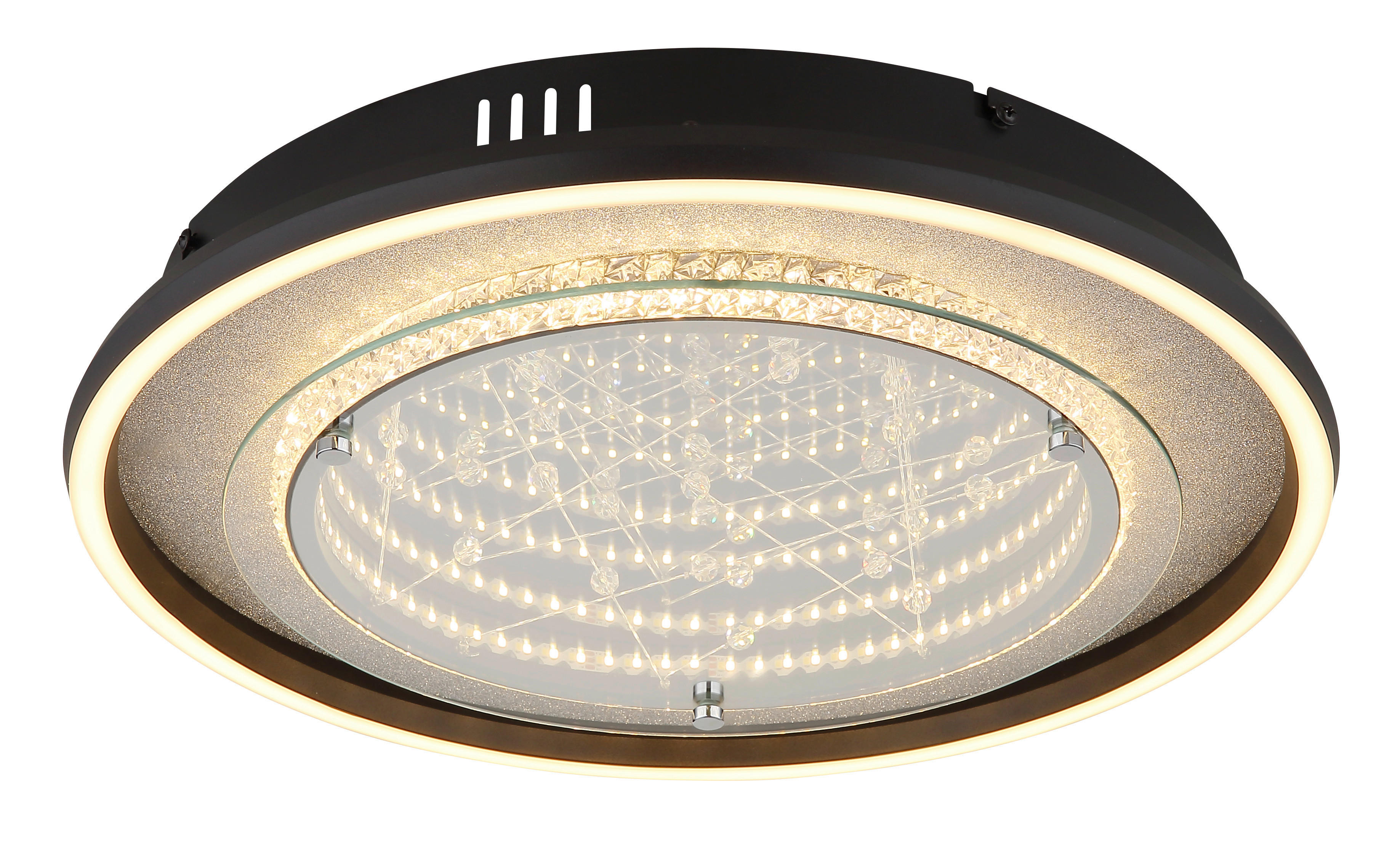 GLOBO Deckenleuchte silber klar schwarz Aluminium Glas Kunststoff H/D: ca. 6,8x40 cm 1 Brennstellen Mirrora - klar/schwarz (40,00/6,80cm) - GLOBO