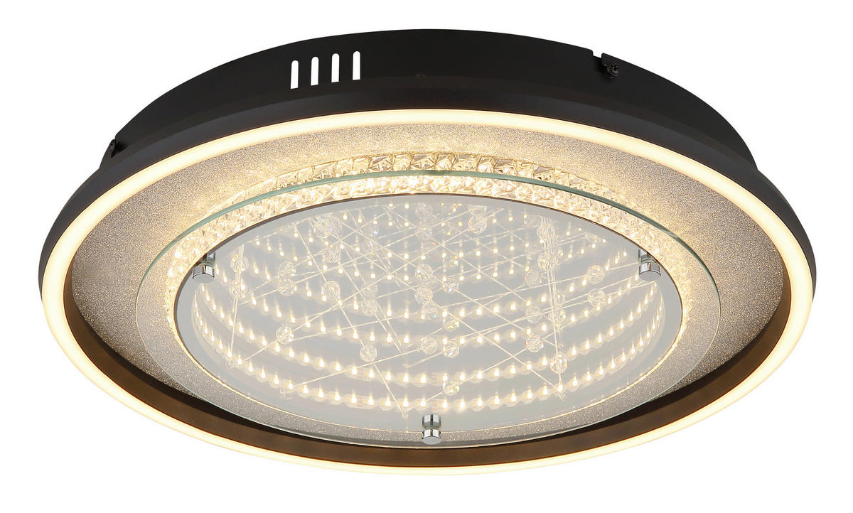 GLOBO Deckenleuchte silber klar schwarz Aluminium Glas Kunststoff H/D: ca. 6,8x40 cm 1 Brennstellen Mirrora - klar/schwarz (40,00/6,80cm) - GLOBO