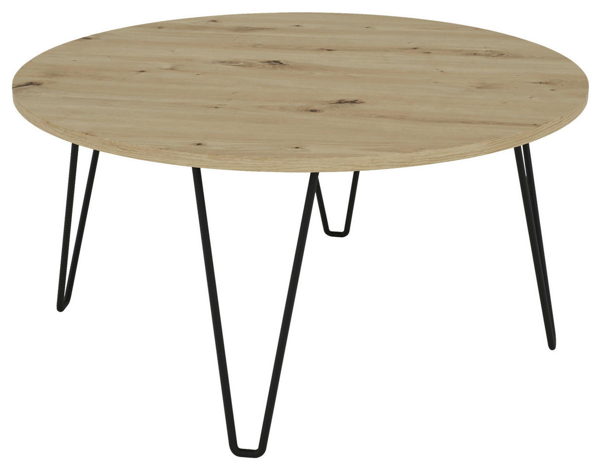 Couchtisch FLAIR Eiche Nachbildung schwarz pulverbeschichtet FLAIR - Eiche/schwarz - byLIVING