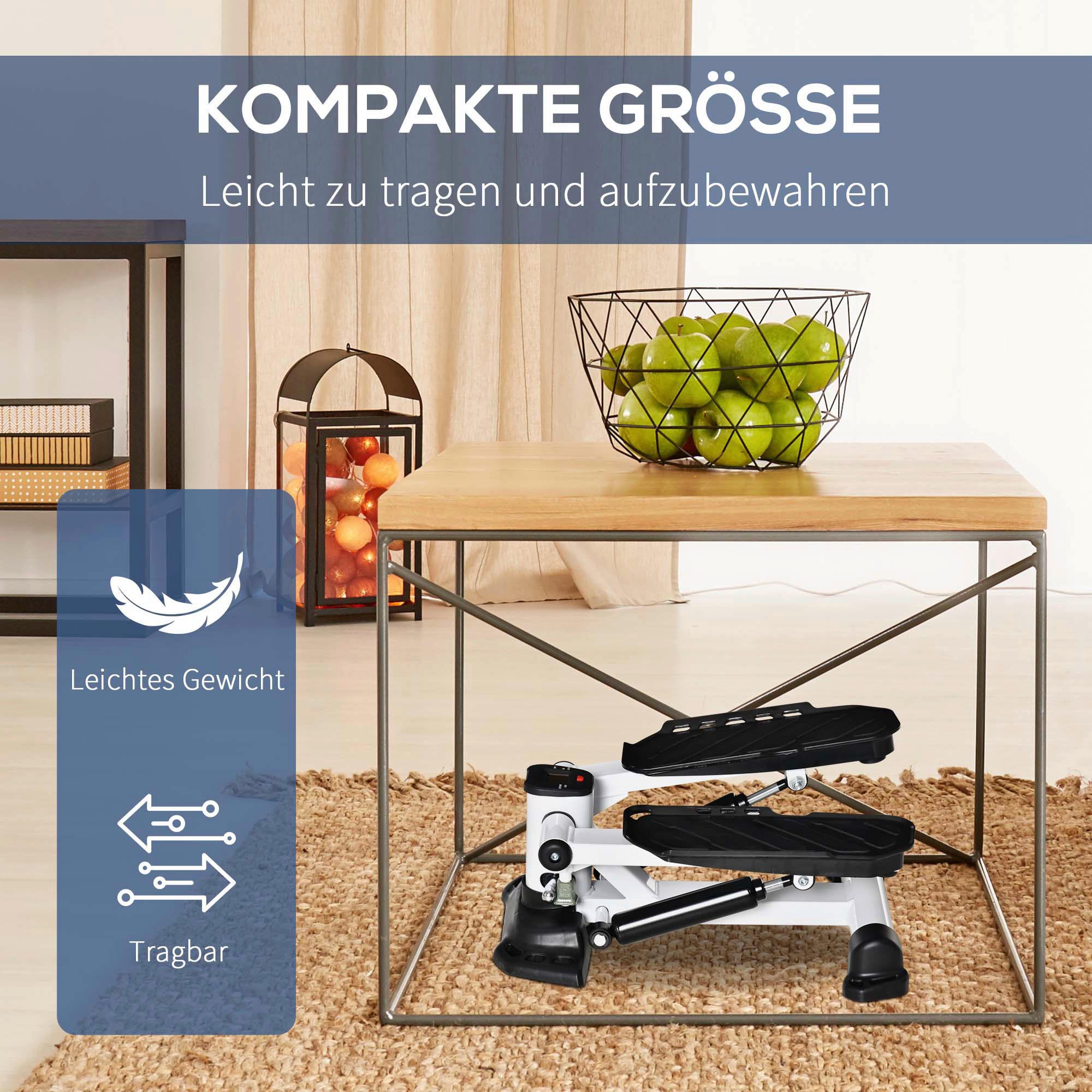 HOMCOM Fitness-Zubehör schwarz Polypropylen B/H/L: ca. 34x48x21 cm Mini_Stepper - weiß/schwarz (21,00/34,00/48,00cm) - HOMCOM