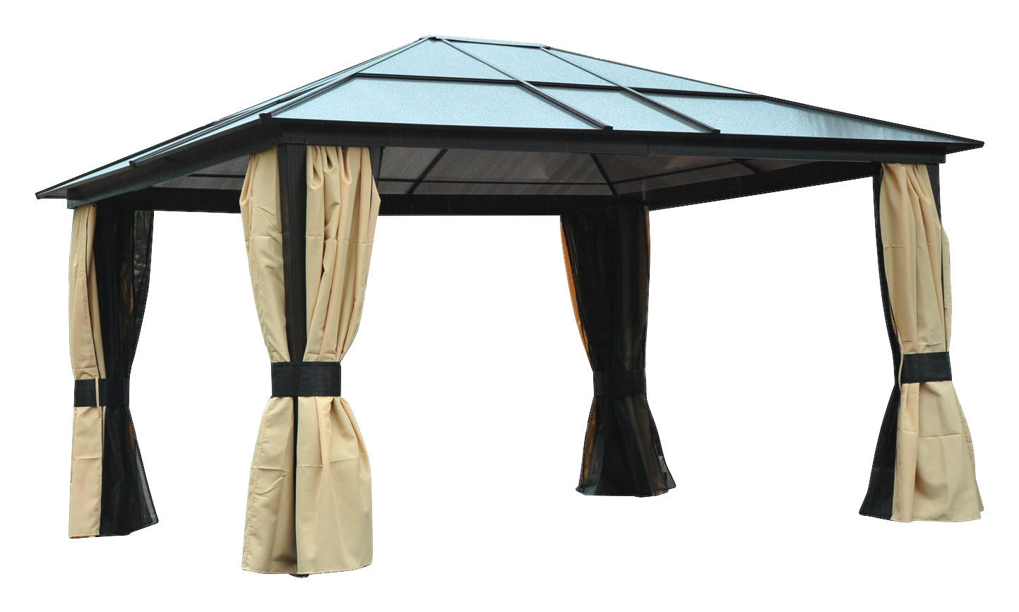 Outsunny Pavillon braun Aluminium B/H/L: ca. 360x265x420 cm Gartenpavillon - braun/beige (420,00/360,00/265,00cm) - Outsunny