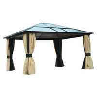 Outsunny Pavillon braun Aluminium B/H/L: ca. 360x265x420 cm Gartenpavillon - braun/beige (420,00/360,00/265,00cm) - Outsunny