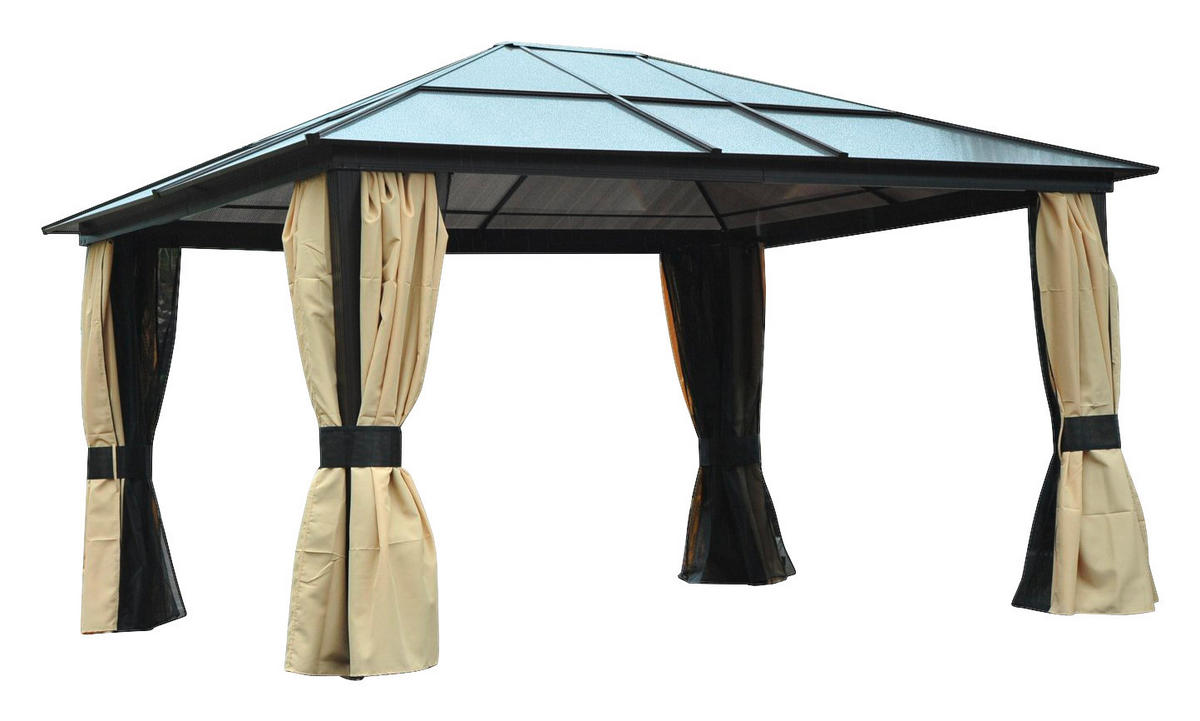 Outsunny Pavillon braun Aluminium B/H/L: ca. 360x265x420 cm Gartenpavillon - braun/beige (420,00/360,00/265,00cm) - Outsunny