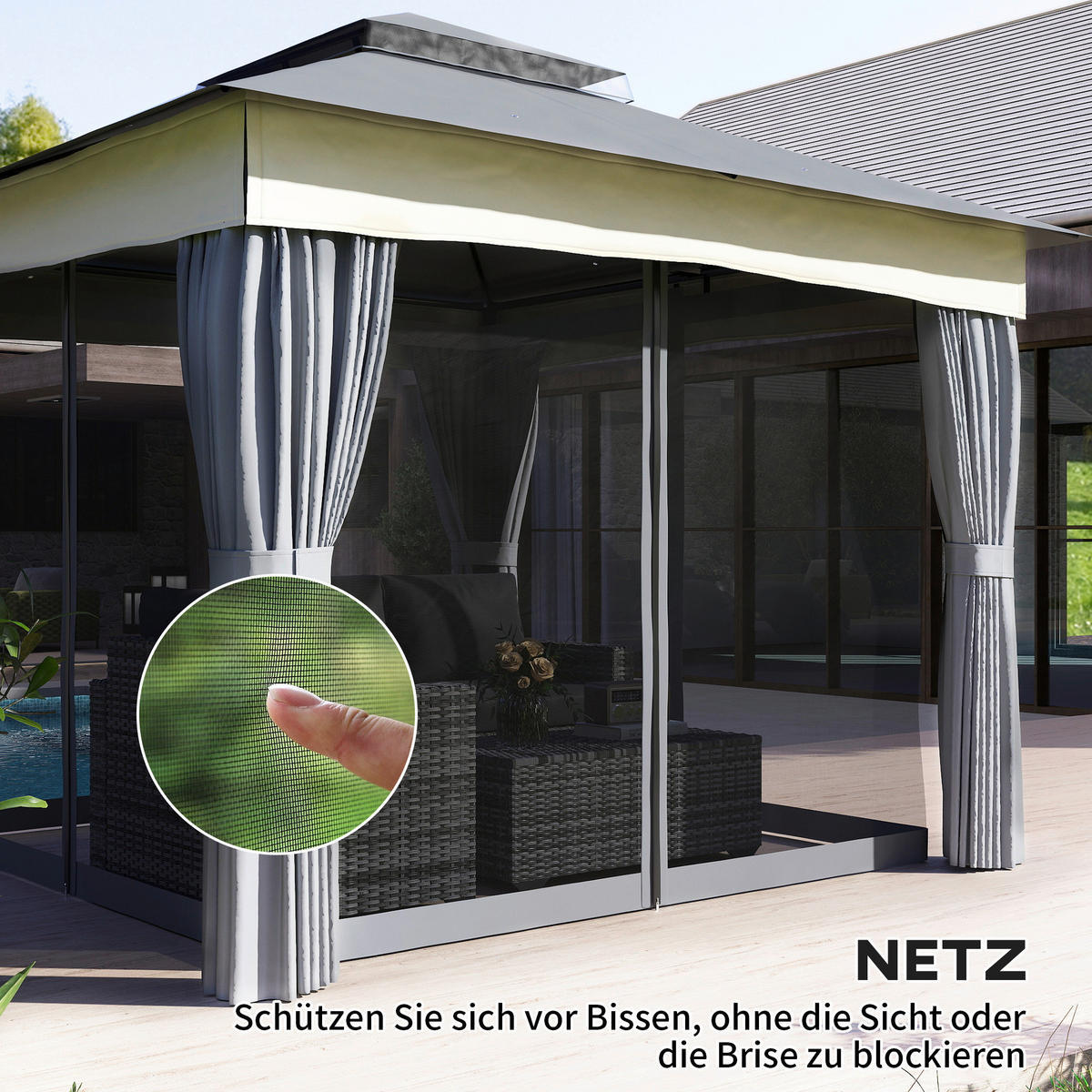 Outsunny Pavillon dunkelgrau Polyester B/H/L: ca. 306x269x306 cm Pavillon - dunkelgrau (306,00/306,00/269,00cm) - Outsunny