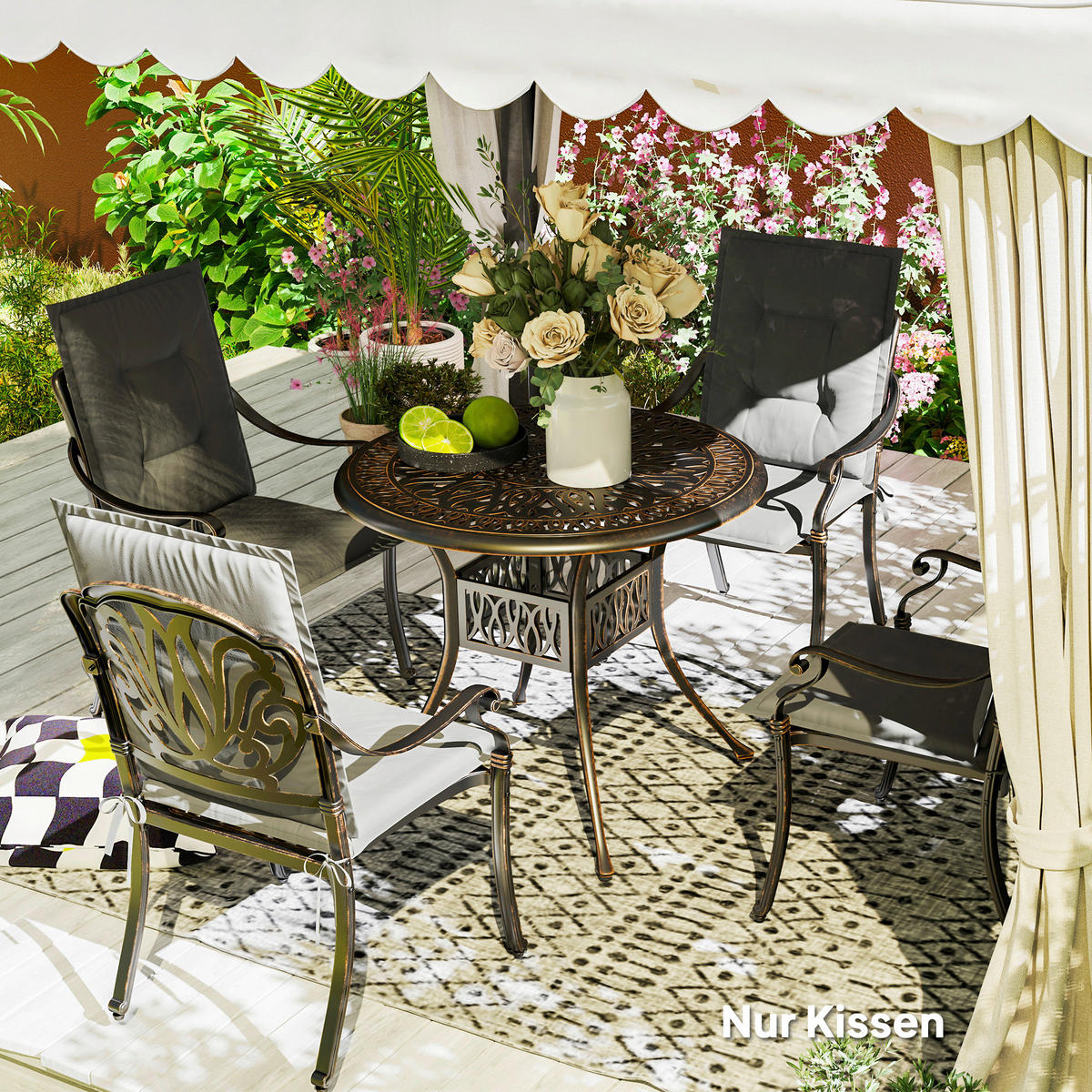 Outsunny Sitzkissen 4er Set hellgrau Polyester B/H/L: ca. 50x5x108 cm Sitzkissen 4er Set - hellgrau (108,00/50,00/5,00cm) - Outsunny