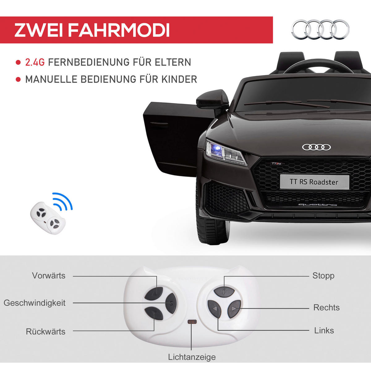 HOMCOM Kinder-Elektroauto schwarz B/H/L: ca. 60x44x102 cm Kinder-Elektroauto - schwarz (102,00/60,00/44,00cm) - HOMCOM