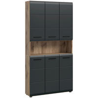 Mehrzweckschrank Ice Nox Oak Nachbildung schwarz matt B/H/T: ca. 90x185x30 cm Ice - schwarz (90,00/185,00/30,00cm) - xonox.home